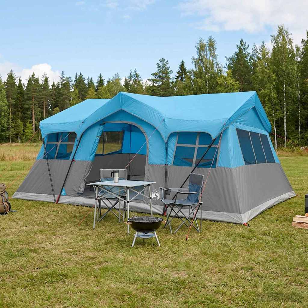 vidaXL Gezinstent met dak Groen 487 x 340 x 216 cm Polyester en staal