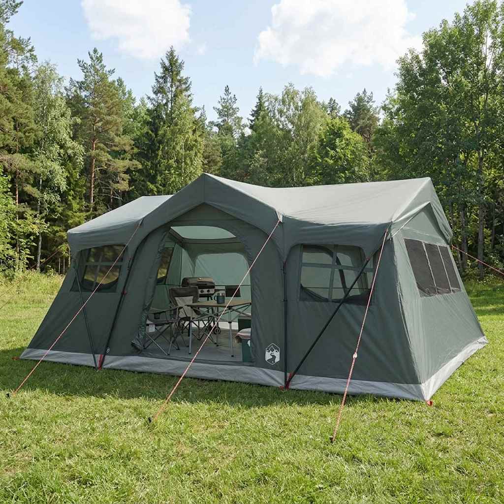 vidaXL Gezinstent met dak Groen 487 x 340 x 216 cm Polyester en staal