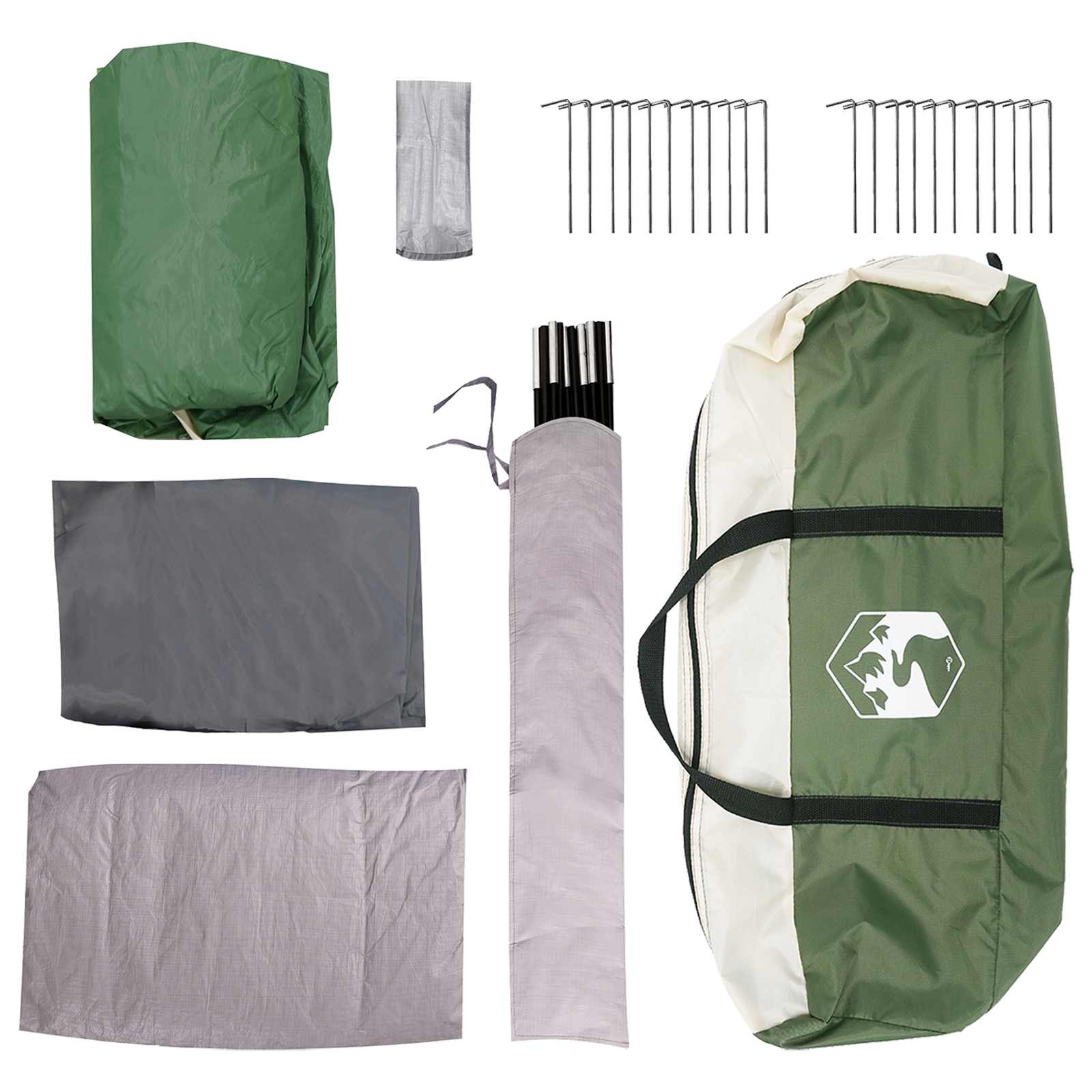 vidaXL Tunneltent met dak Groen 370 x 275 x 210 cm Polyester en staal