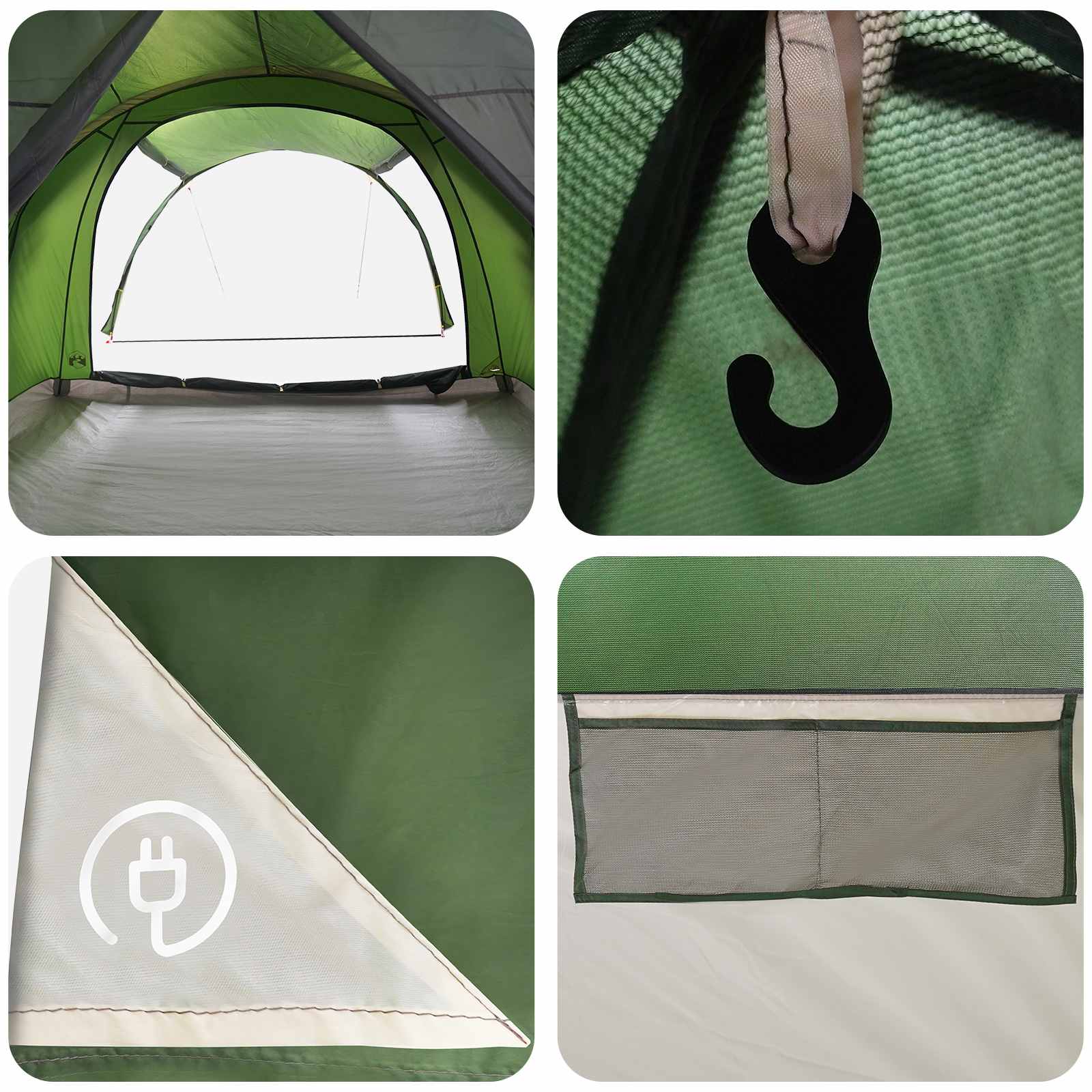 vidaXL Tunneltent met dak Groen 370 x 275 x 210 cm Polyester en staal