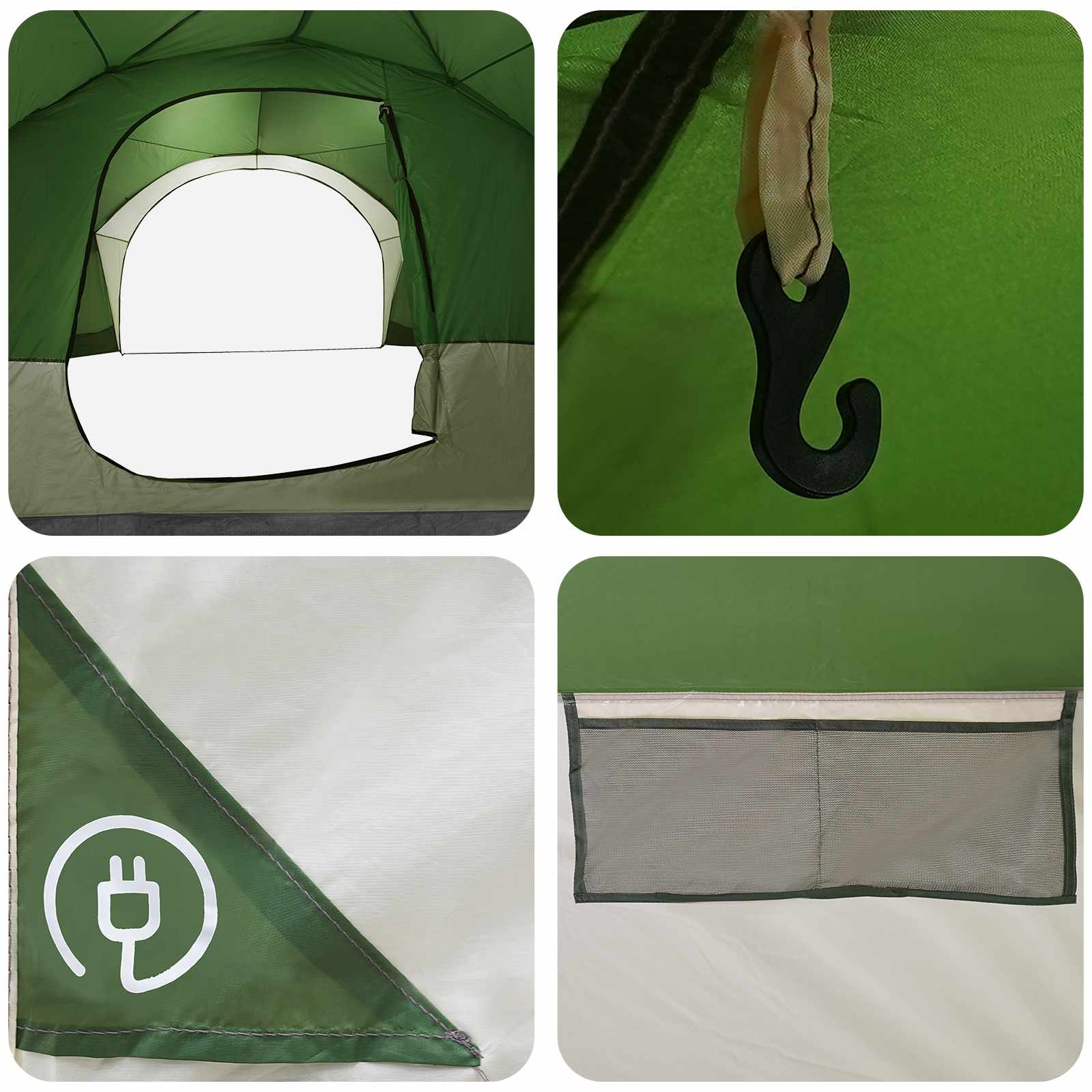 vidaXL Zijtent met dak Groen 410 x 410 x 250 cm Polyester en staal