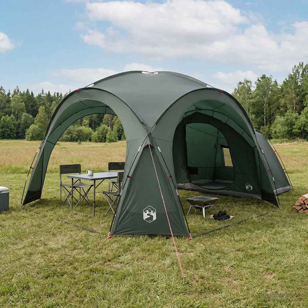 vidaXL Zijtent met dak Groen 410 x 410 x 250 cm Polyester en staal