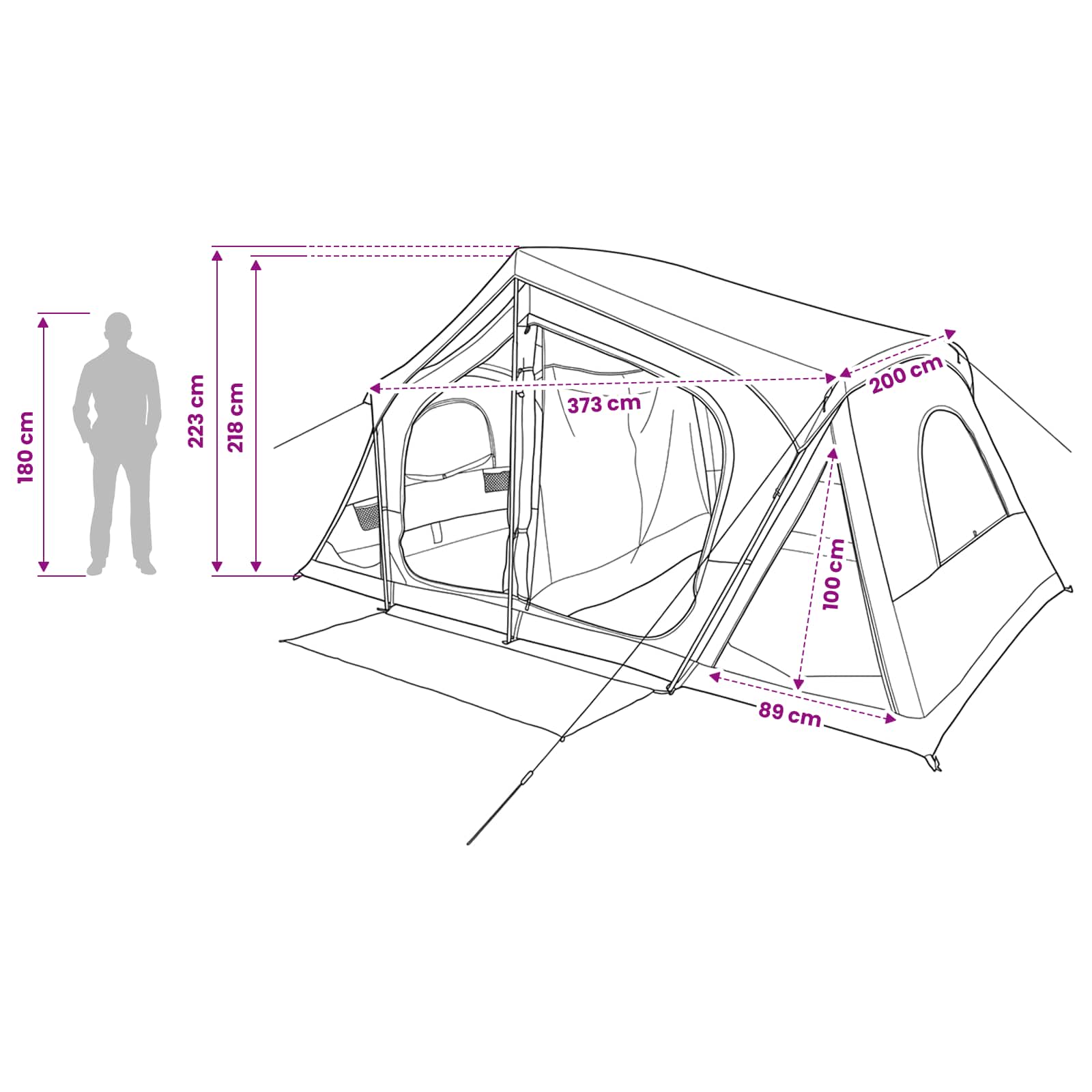 vidaXL Huisje Tent met dak Groen 480 x 273 x 205 cm Polyester en staal
