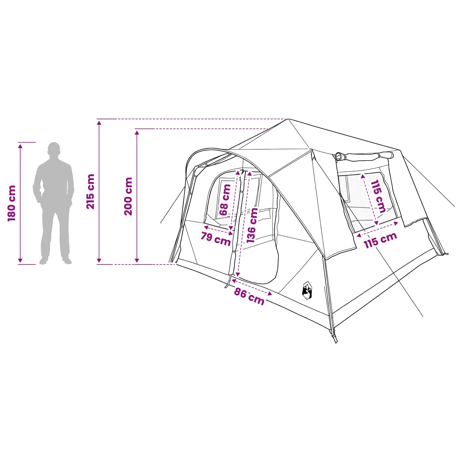 vidaXL Directe Tent Groen 365 x 380 x 200 cm Polyester en staal