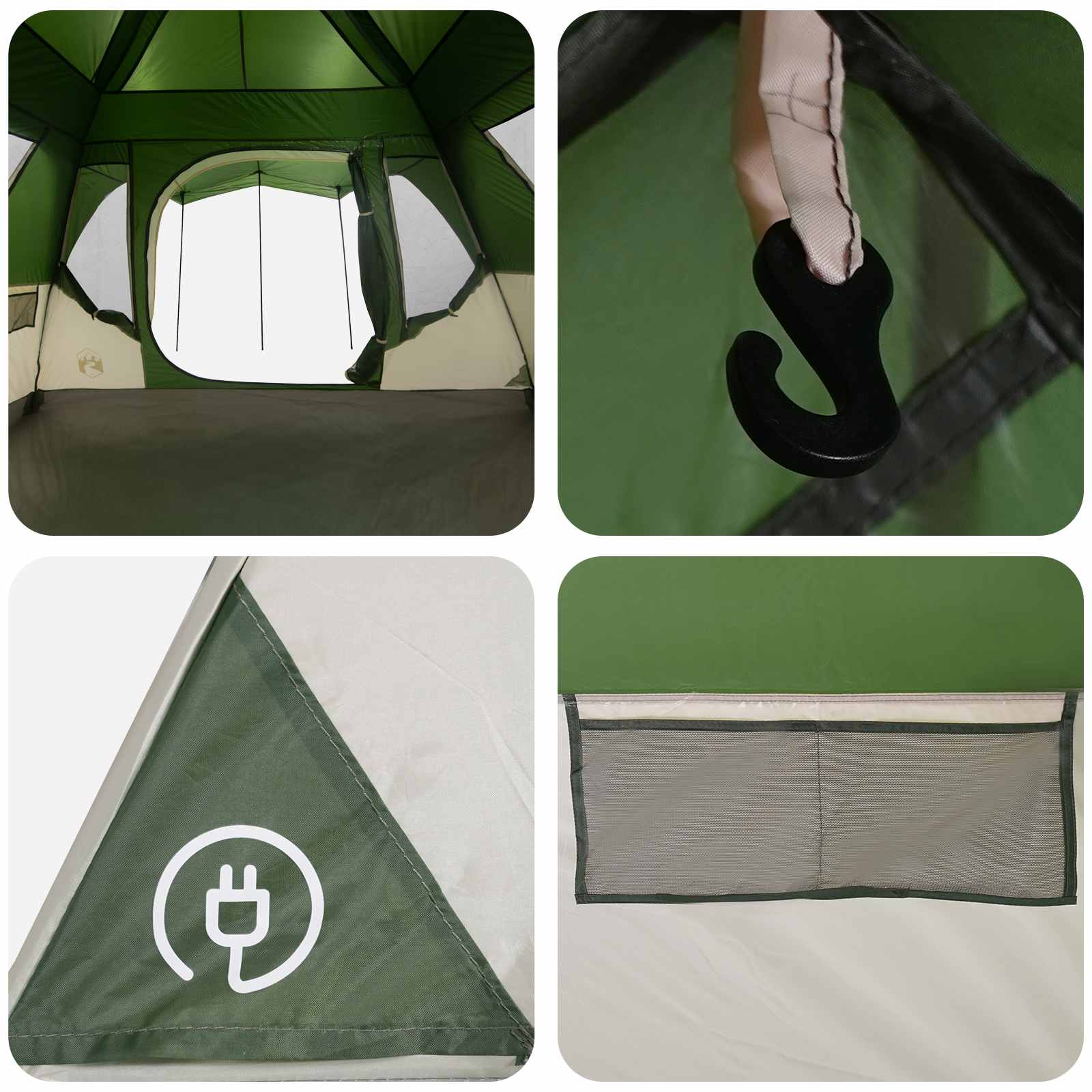 vidaXL Gezinstent met dak Groen 305 x 275 x 190 cm Polyester en staal