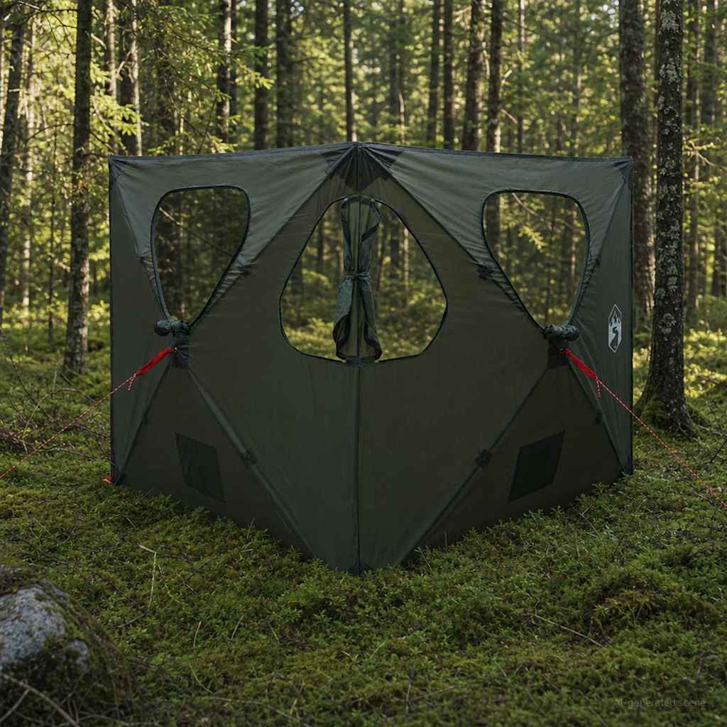 vidaXL Jacht Tent Legergroen 145 x 145 x 150 cm Polyester en staal