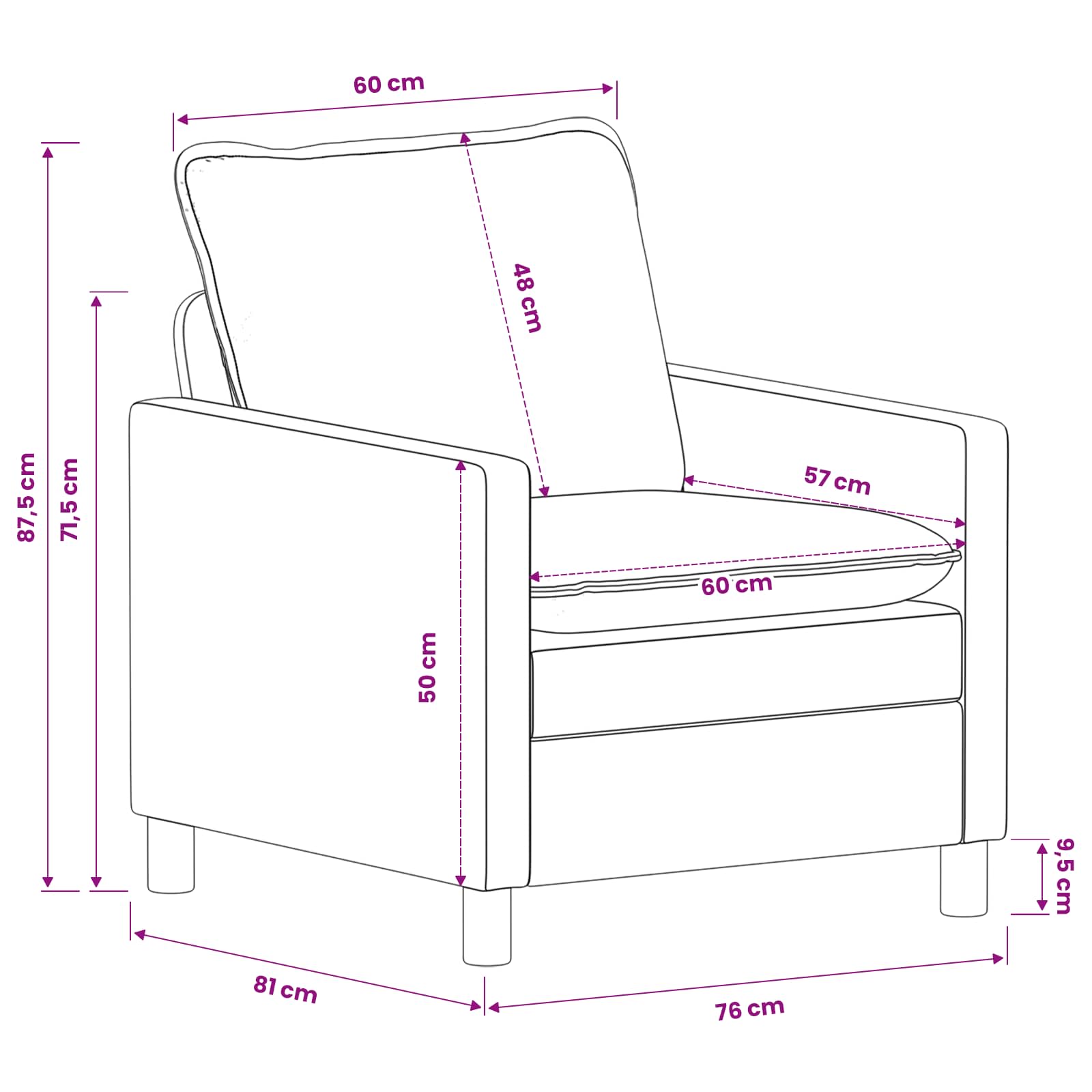 vidaXL Bank Donkergrijs 156 x 81 x 87,5 cm Polyester