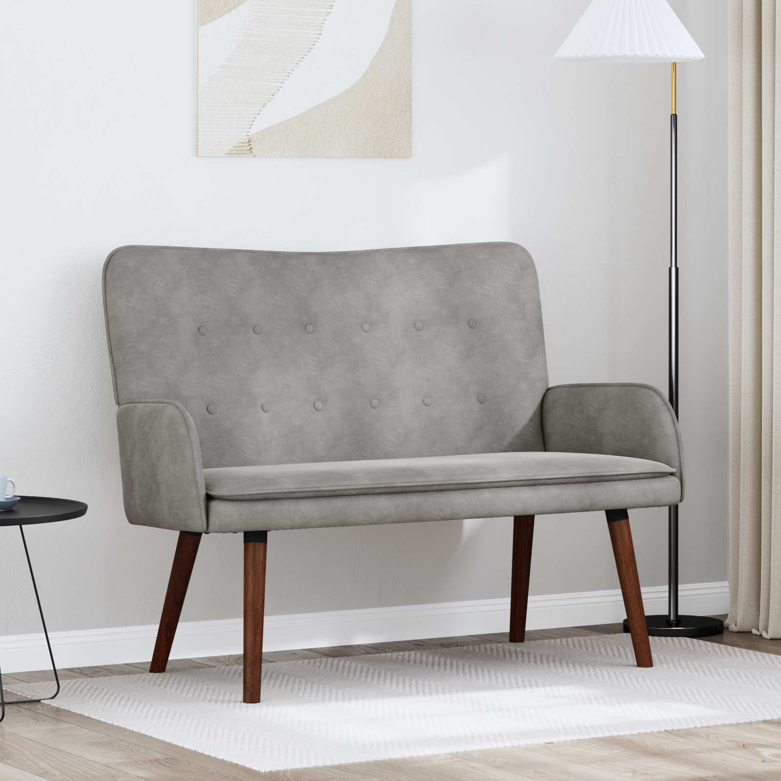 vidaXL Twee Persoons Sofa Lichtgrijs 115 x 61 x 87 cm Fluweel