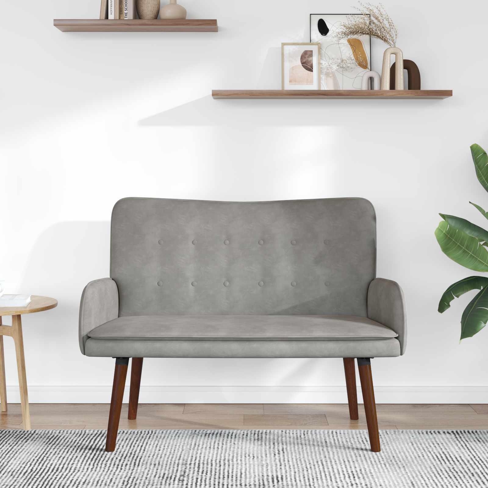 vidaXL Twee Persoons Sofa Lichtgrijs 115 x 61 x 87 cm Fluweel