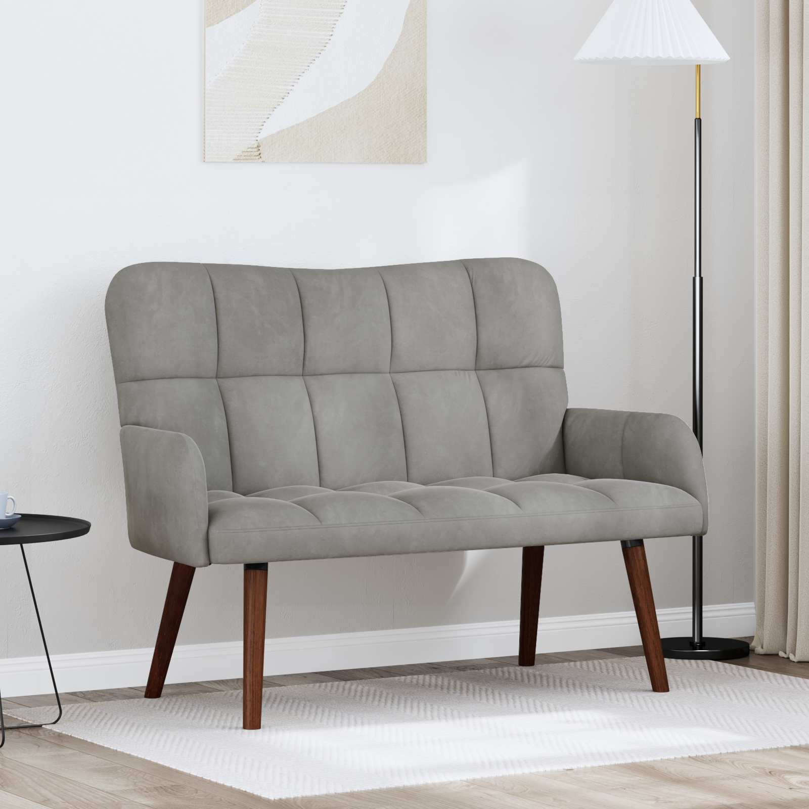 vidaXL Twee Persoons Sofa Lichtgrijs 115 x 61 x 87 cm Fluweel