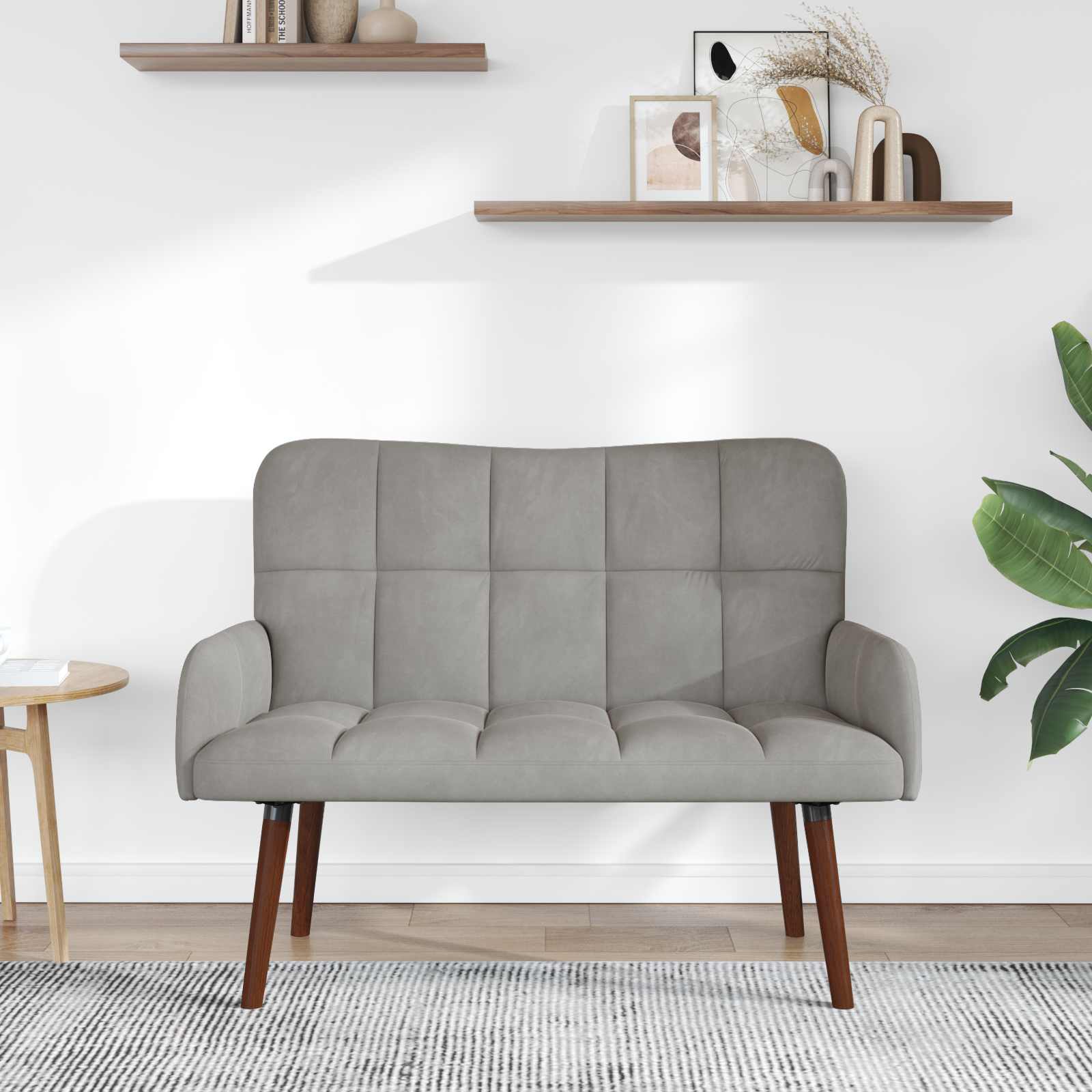 vidaXL Twee Persoons Sofa Lichtgrijs 115 x 61 x 87 cm Fluweel