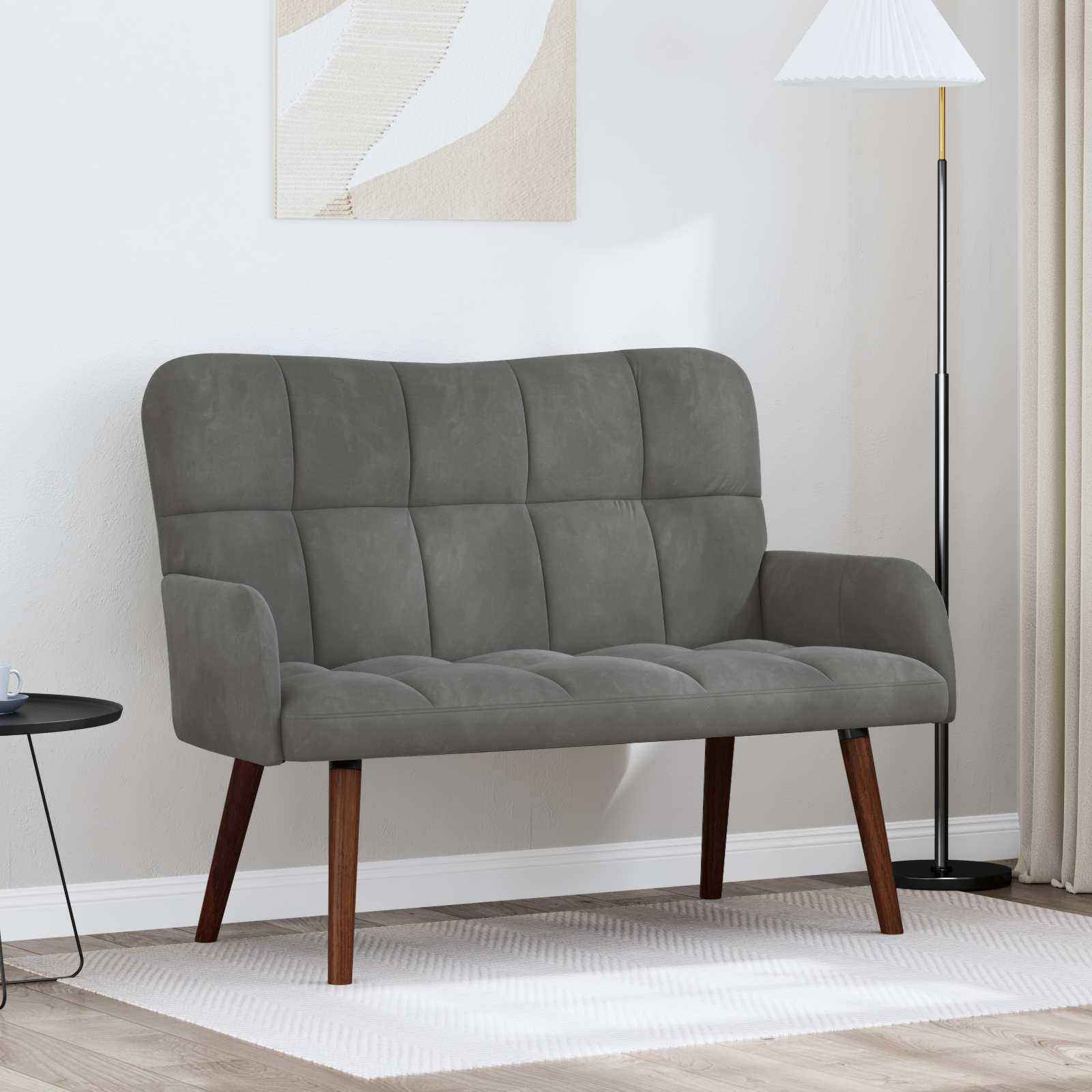 vidaXL Twee Persoons Sofa Lichtgrijs 115 x 61 x 87 cm Fluweel