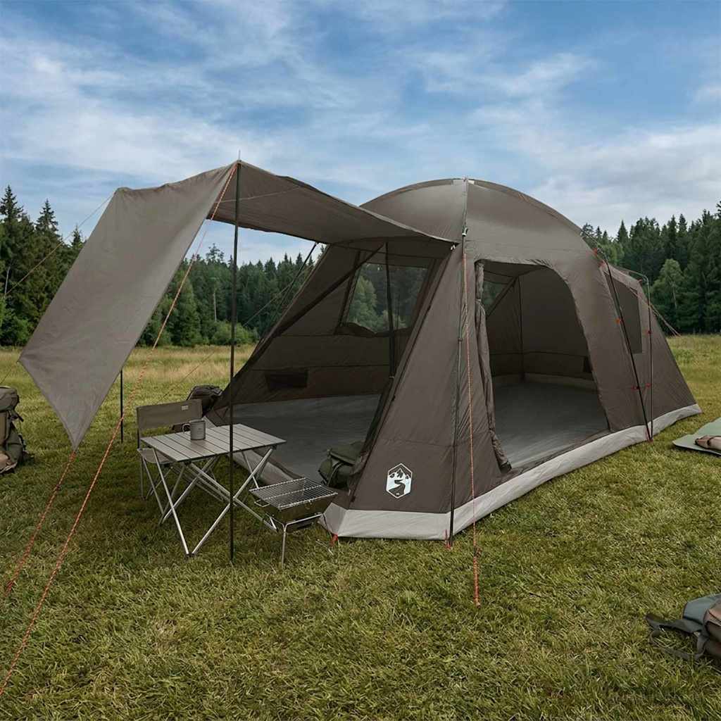 vidaXL Huisje Tent met dak Groen 12-Persoons Polyester en staal