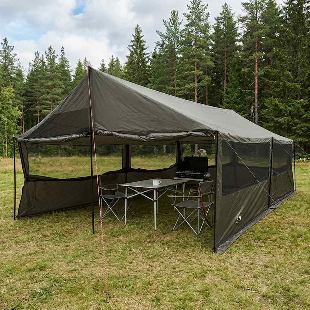 vidaXL Gezinstent met dak Groen 450 x 400 x 265 cm Polyester en staal
