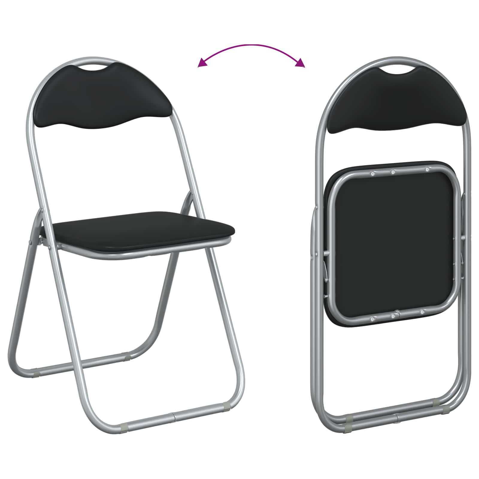 vidaXL Inklapbare stoel 2 pcs Zwart en Grijs 48 x 43,5 x 81 cm