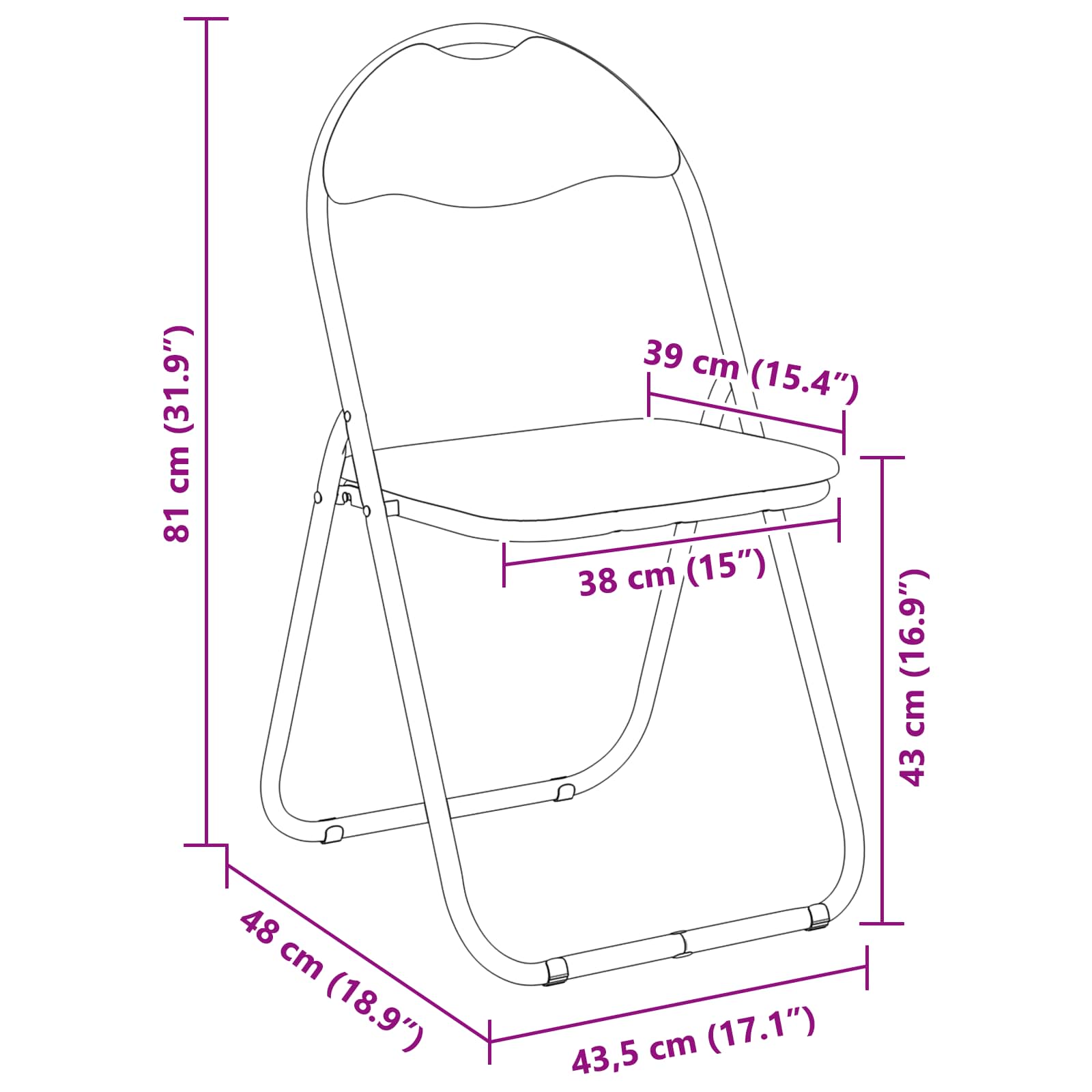 vidaXL Inklapbare stoel 2 pcs Zwart en Grijs 48 x 43,5 x 81 cm