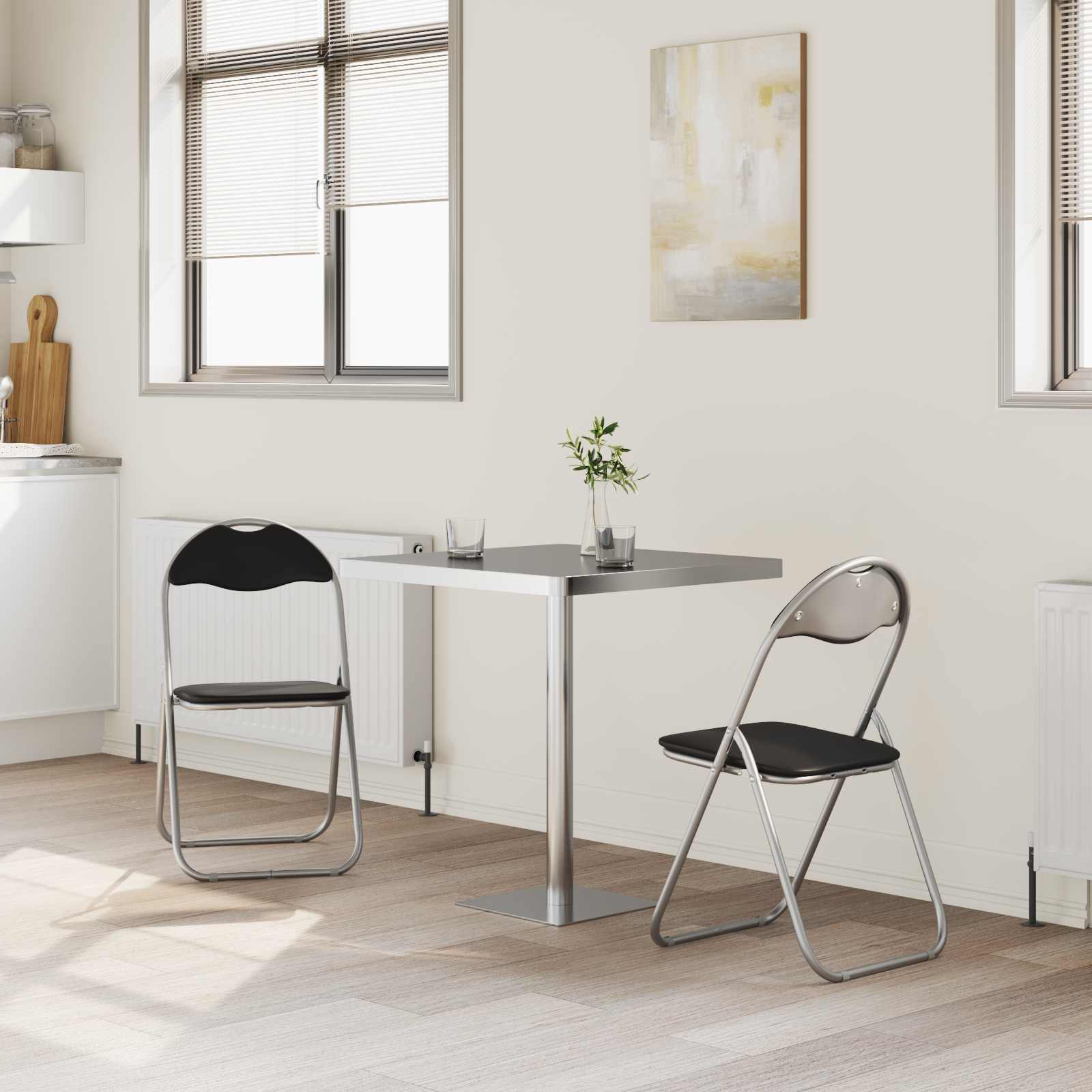 vidaXL Inklapbare stoel 2 pcs Zwart en Grijs 48 x 43,5 x 81 cm