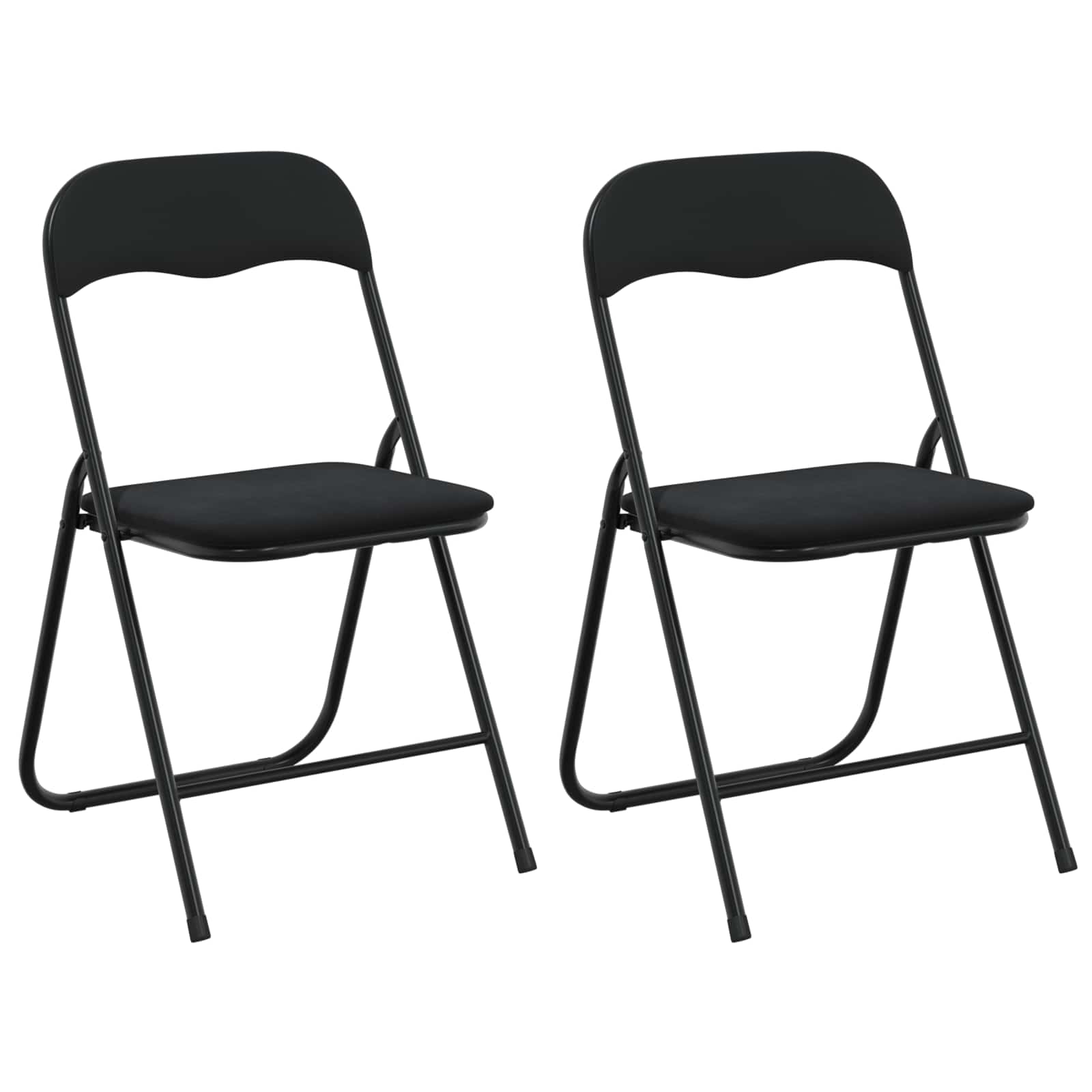 vidaXL Inklapbare stoel 2 pcs Zwart 48 x 44 x 78 cm Fluweel