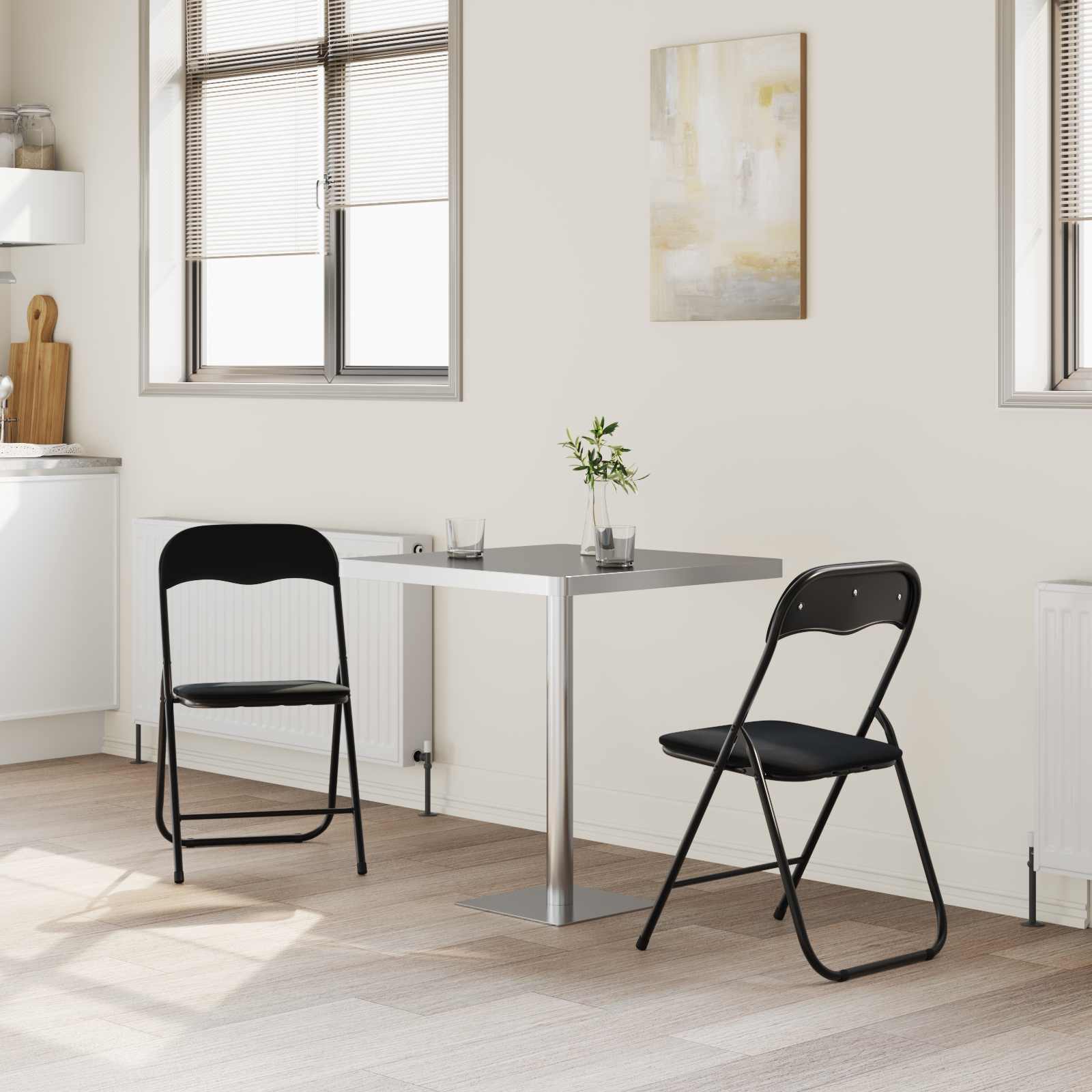 vidaXL Inklapbare stoel 2 pcs Zwart 48 x 44 x 78 cm Fluweel