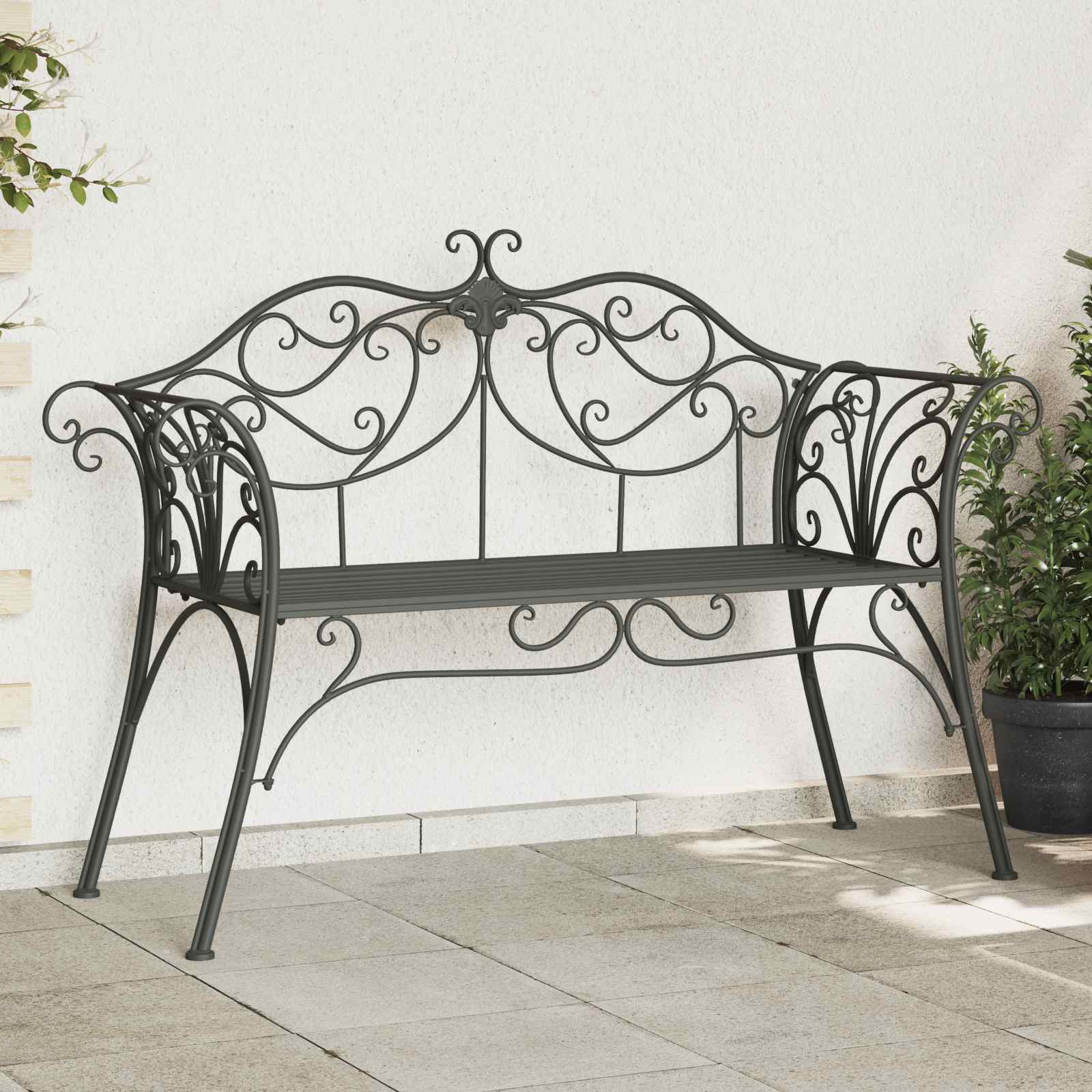 vidaXL Tuinbank 2-Aantal zitplaatsen 114 x 56,5 x 90 cm Staal