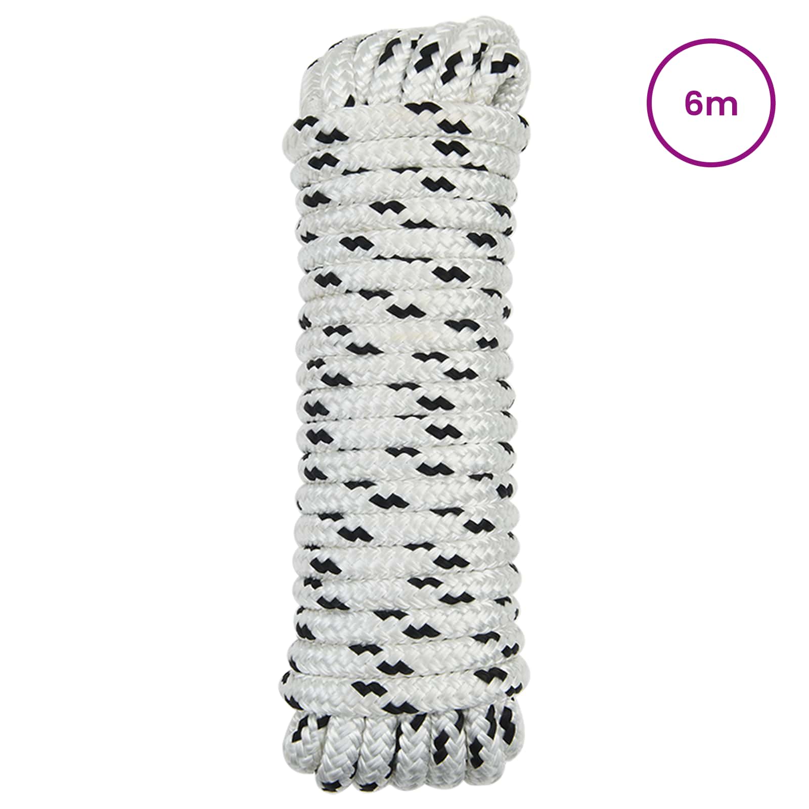 vidaXL Boottouw 6 m 1 Wit en zwart Polyester