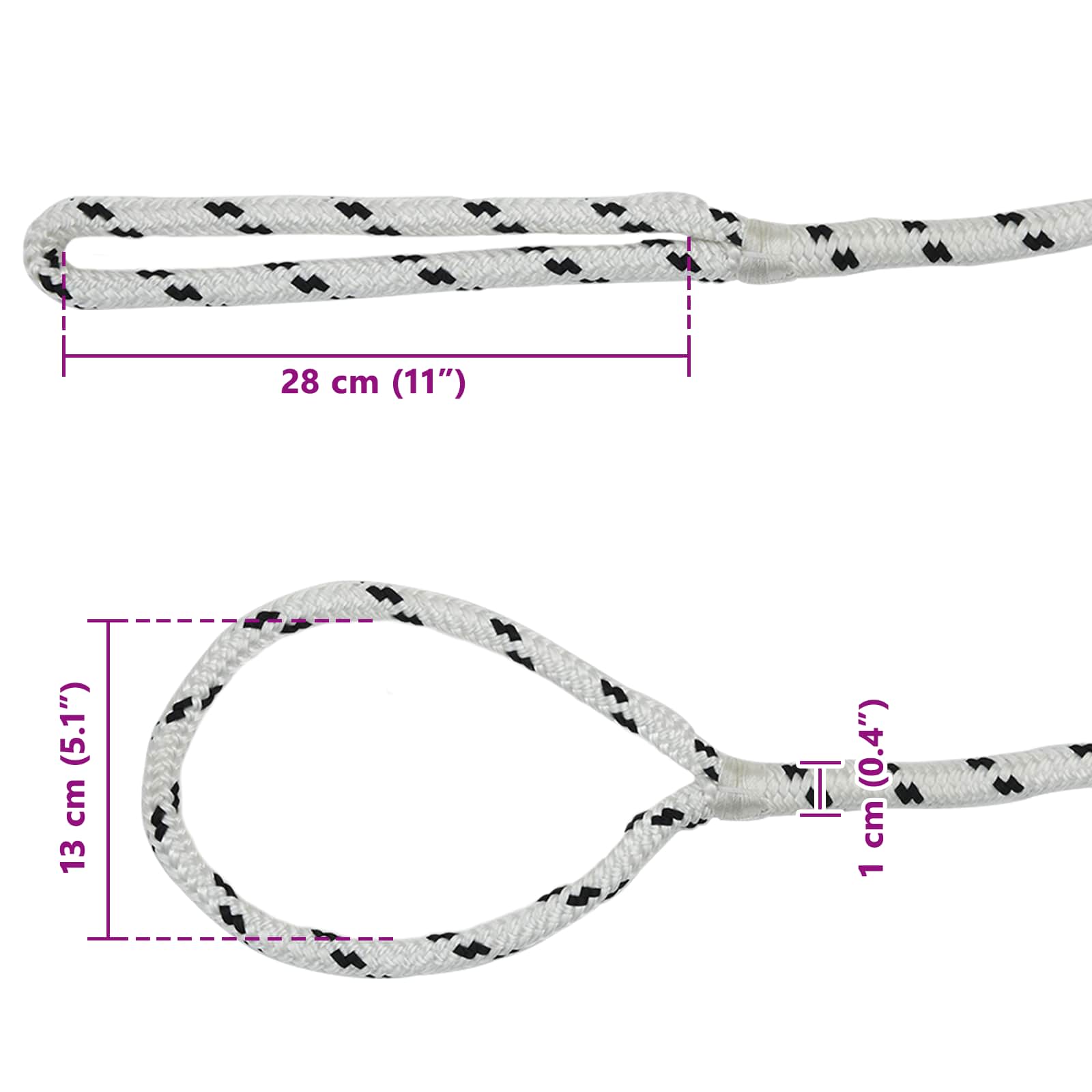 vidaXL Boottouw 6 m 1 Wit en zwart Polyester