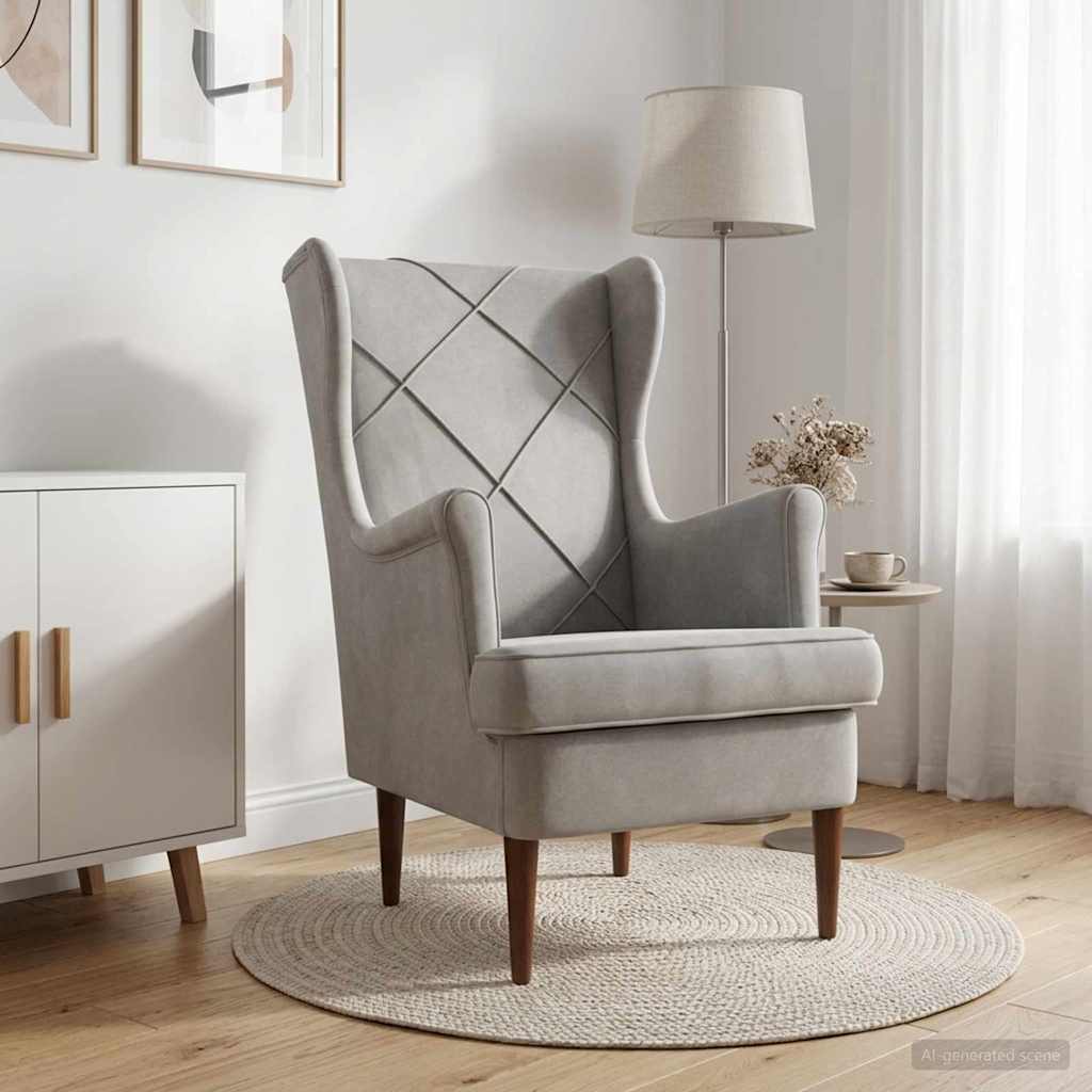 vidaXL Fauteuil Lichtgrijs Fluweel