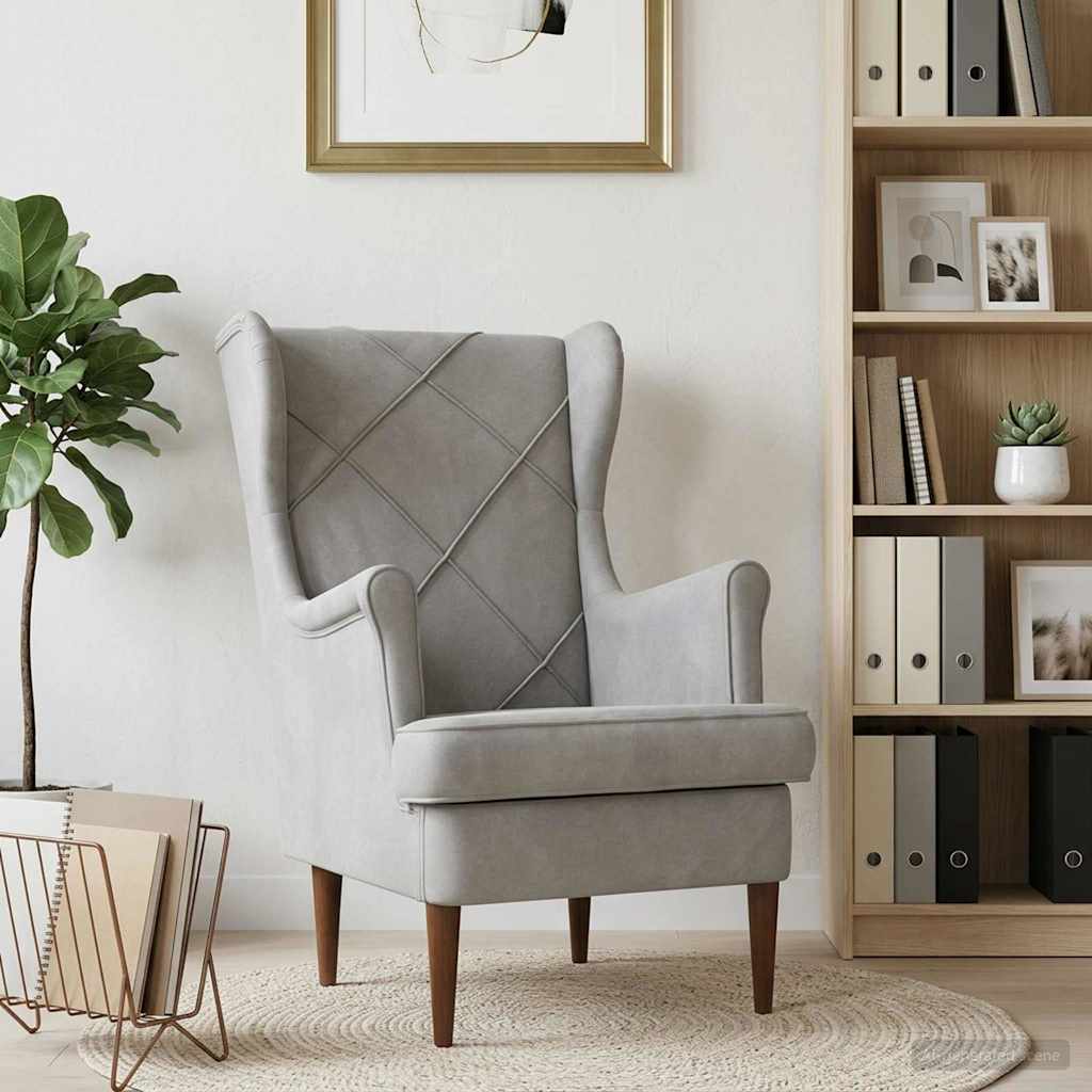 vidaXL Fauteuil Lichtgrijs Fluweel