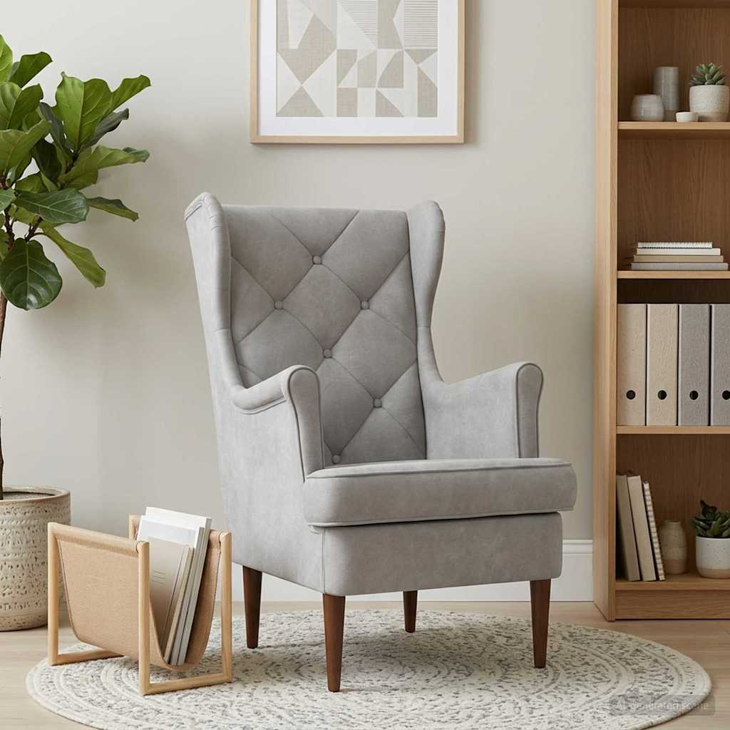 vidaXL Fauteuil Lichtgrijs Fluweel