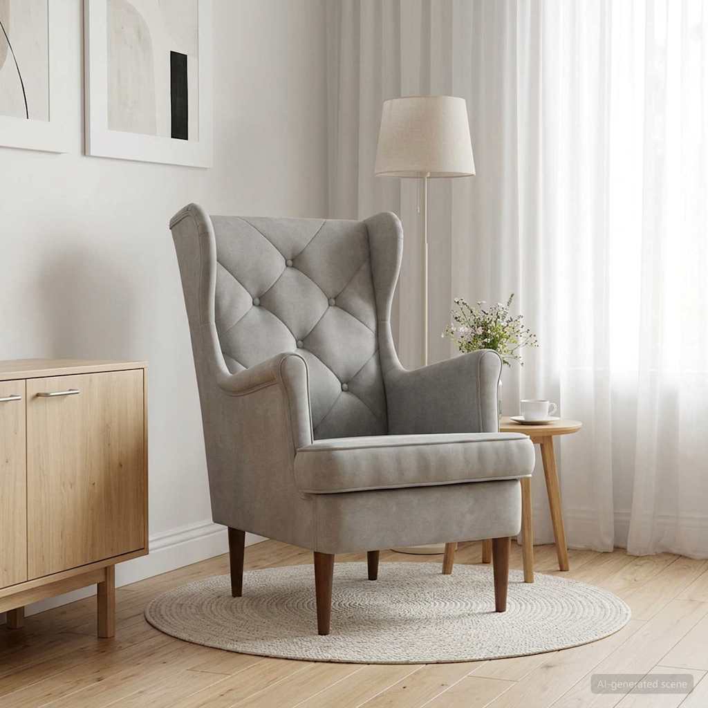 vidaXL Fauteuil Lichtgrijs Fluweel