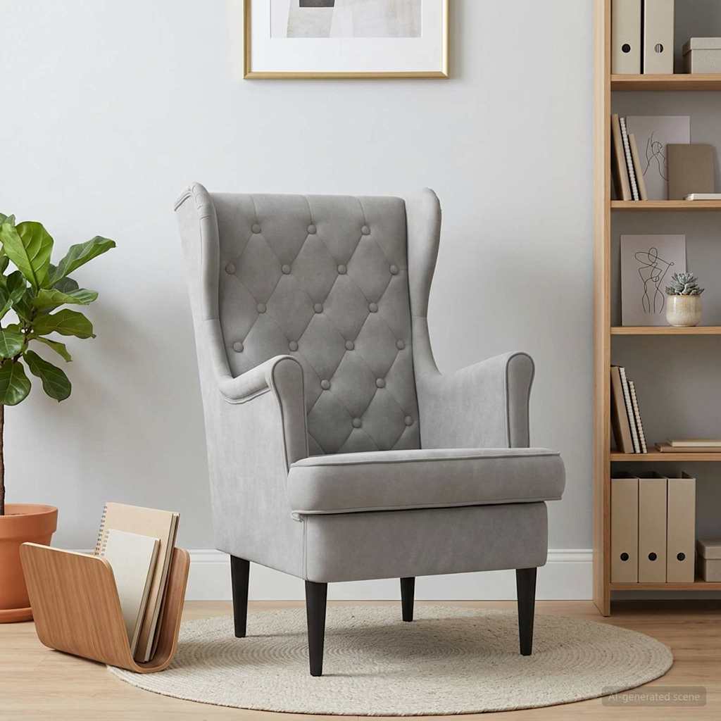 vidaXL Fauteuil Lichtgrijs Fluweel
