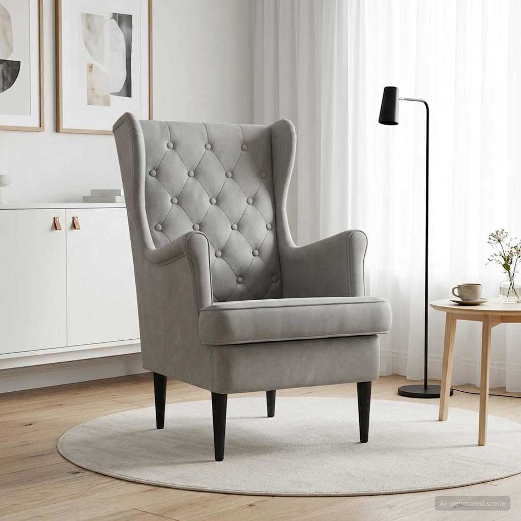 vidaXL Fauteuil Lichtgrijs Fluweel