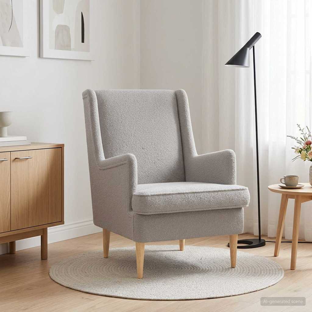 vidaXL Fauteuil Lichtgrijs Schapenstof