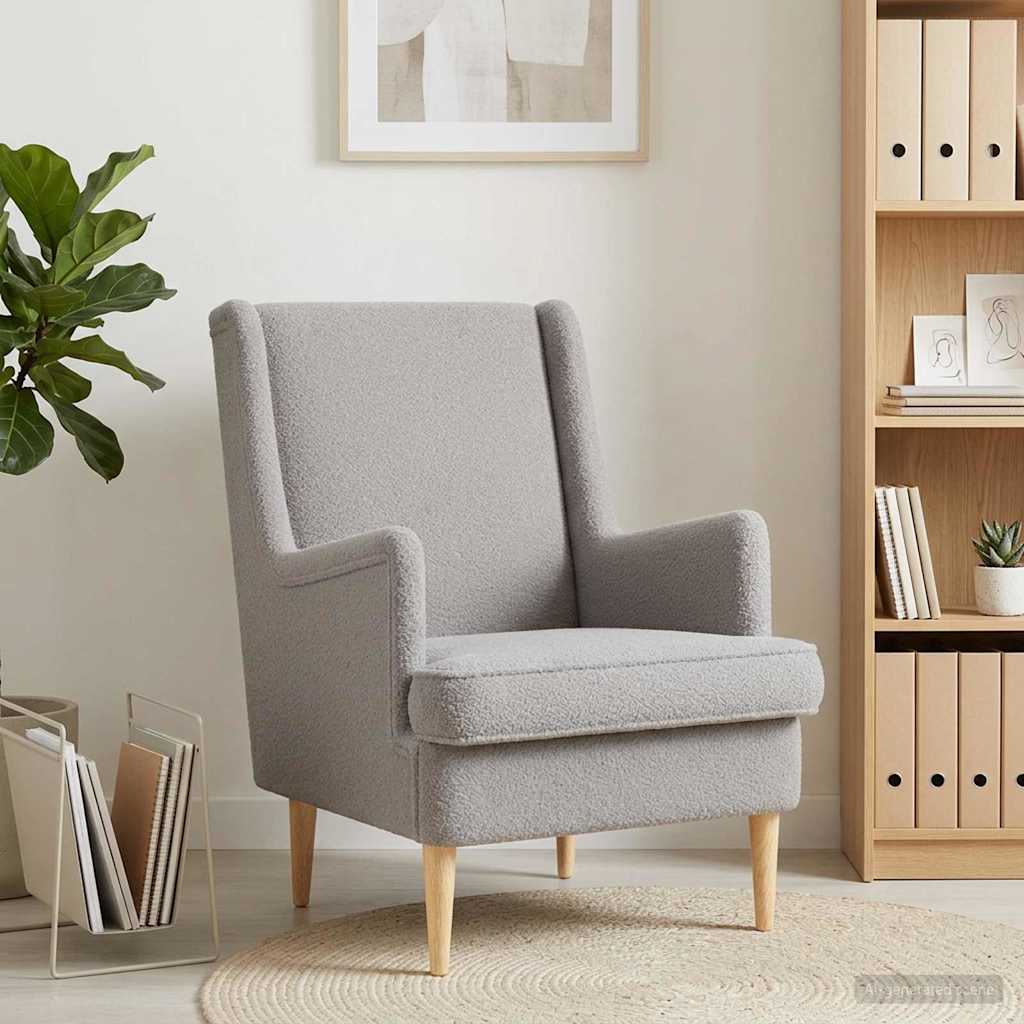 vidaXL Fauteuil Lichtgrijs Schapenstof