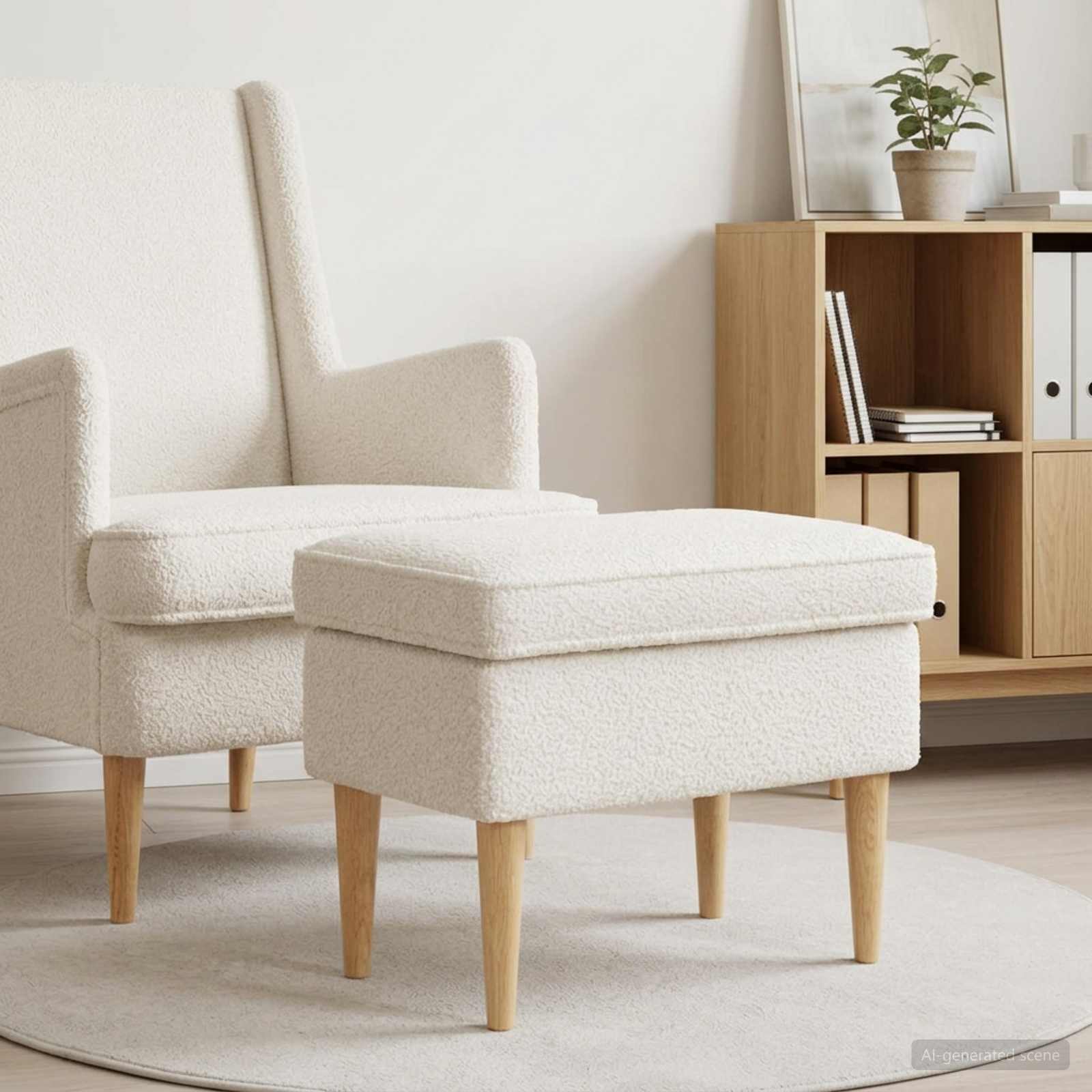 vidaXL Voetenbank Crèmekleurig 55 x 35 x 41 cm Bouclé