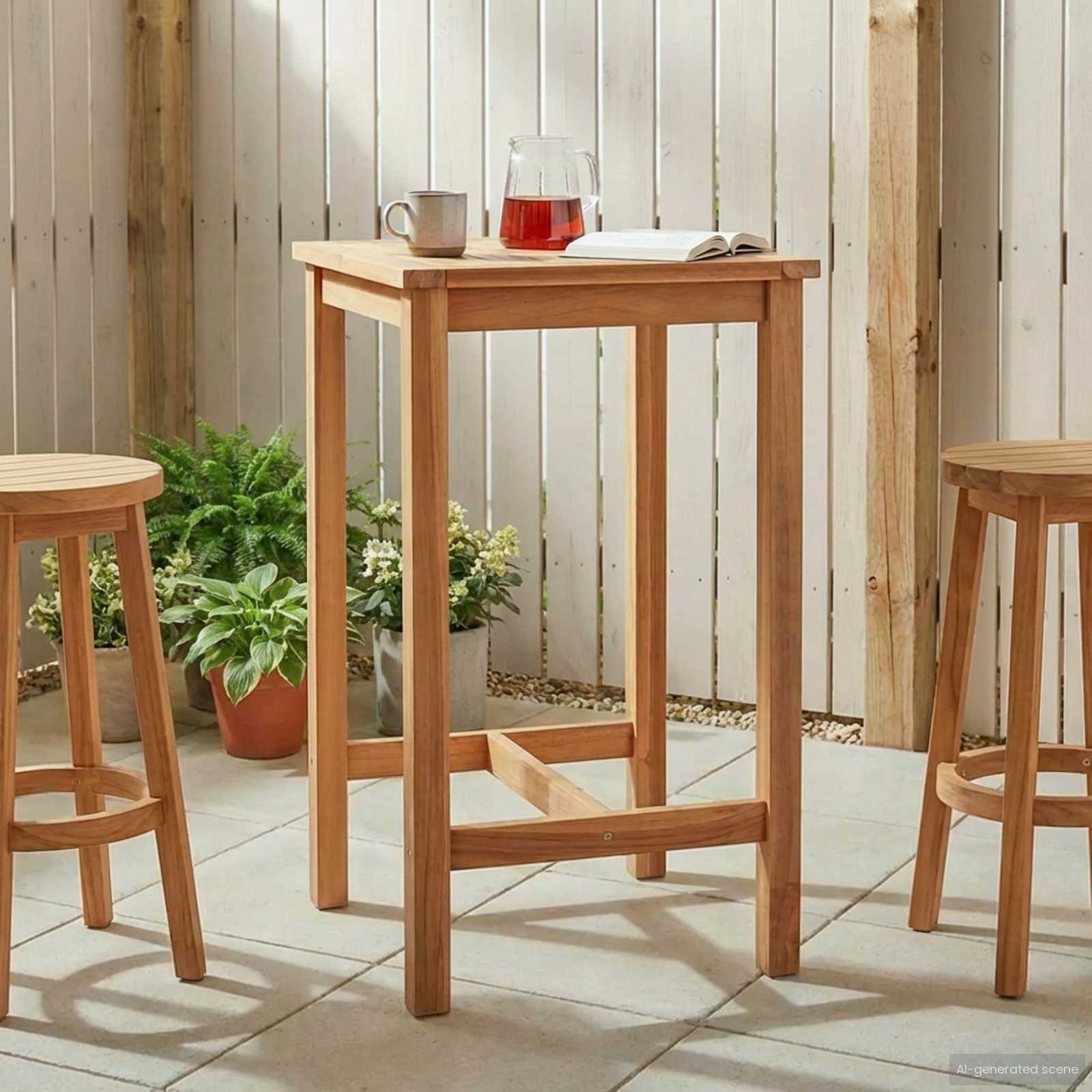 vidaXL Bartafel Naturel 150 x 75 x 105 cm Massief Teakhout