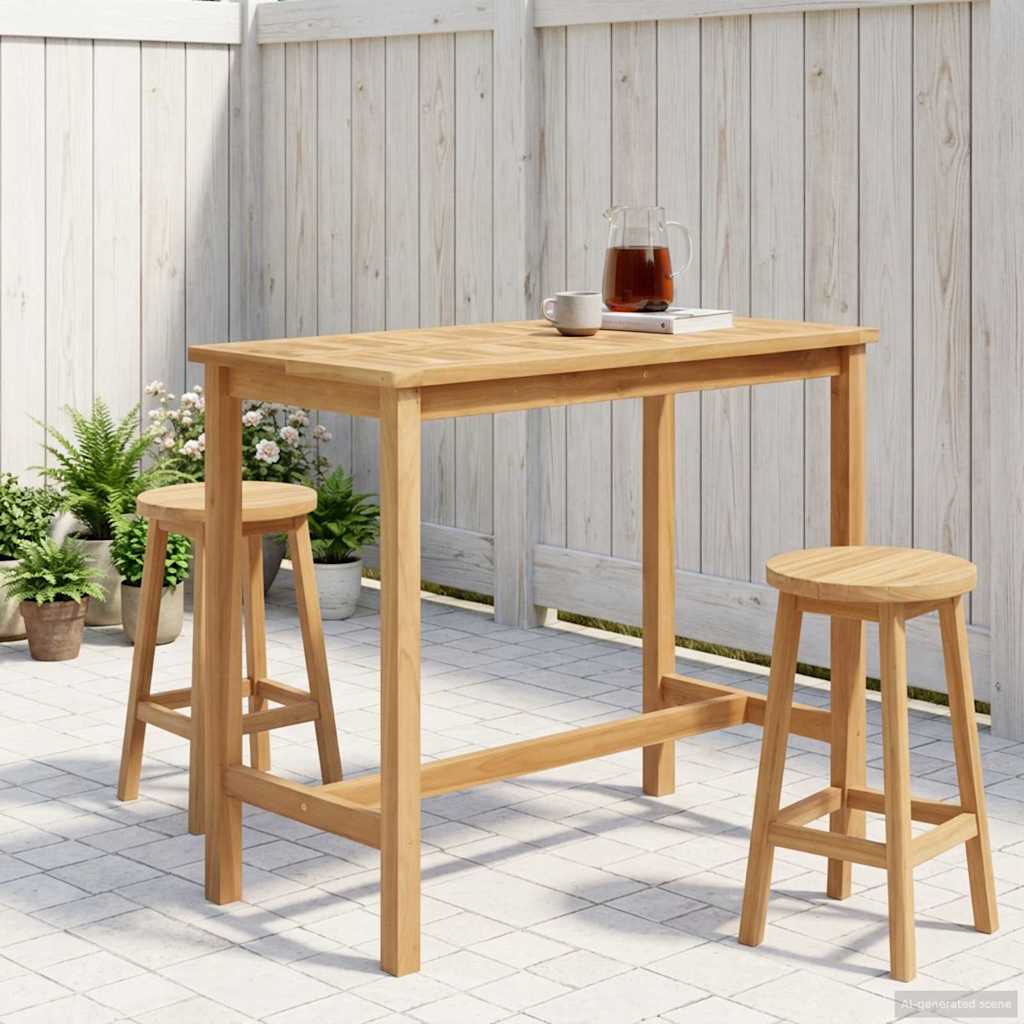 vidaXL Bartafel Naturel 150 x 75 x 105 cm Massief Teakhout