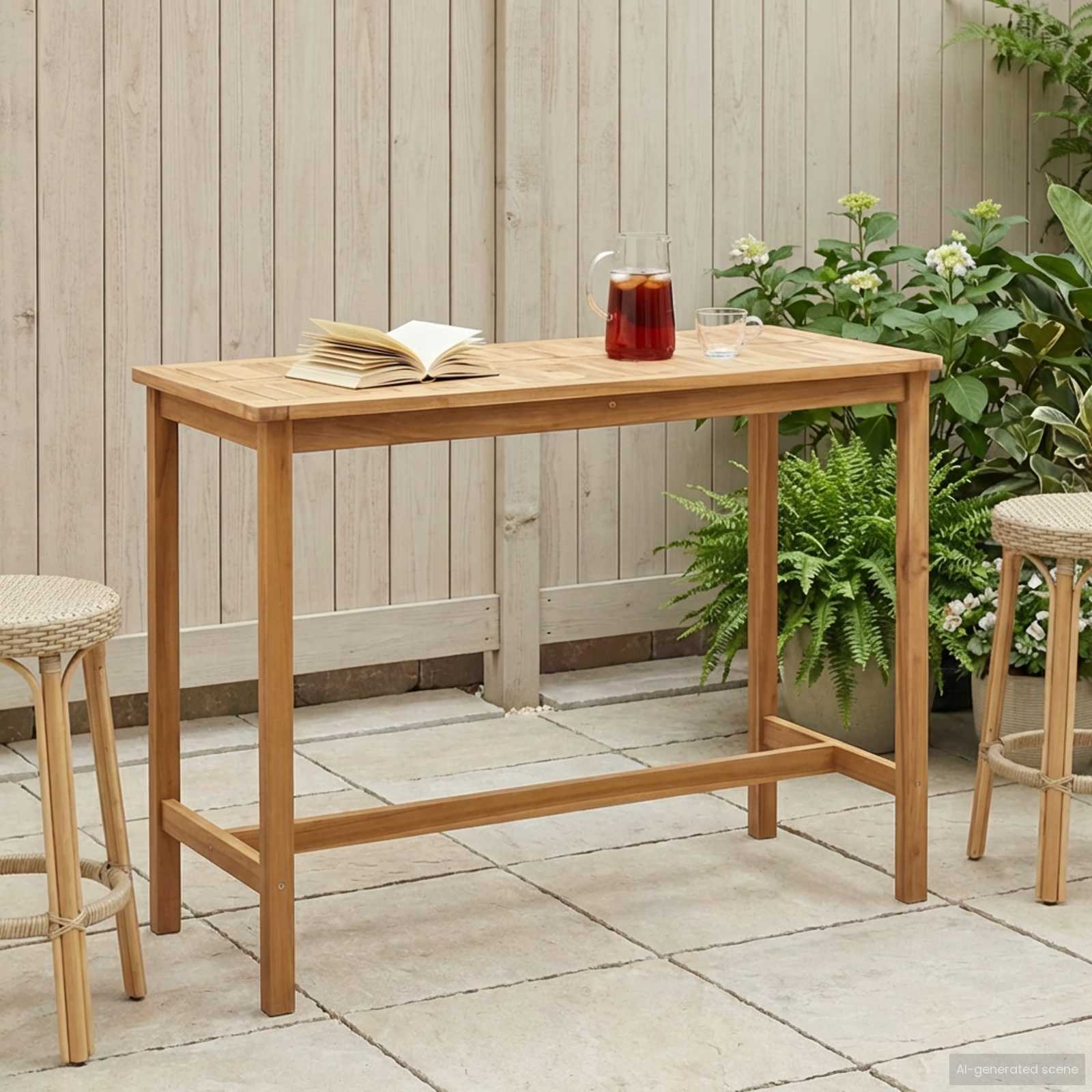vidaXL Bartafel Naturel 150 x 75 x 105 cm Massief Teakhout
