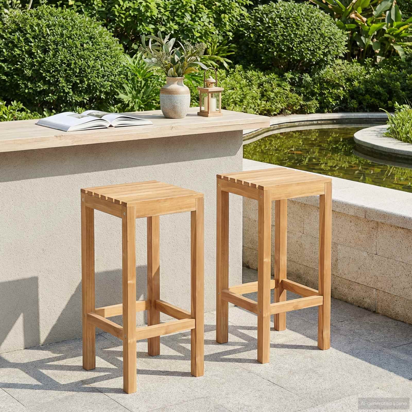 vidaXL Barkruk 2 pcs Onbehandeld 35 x 45 x 110 cm Massief Teakhout