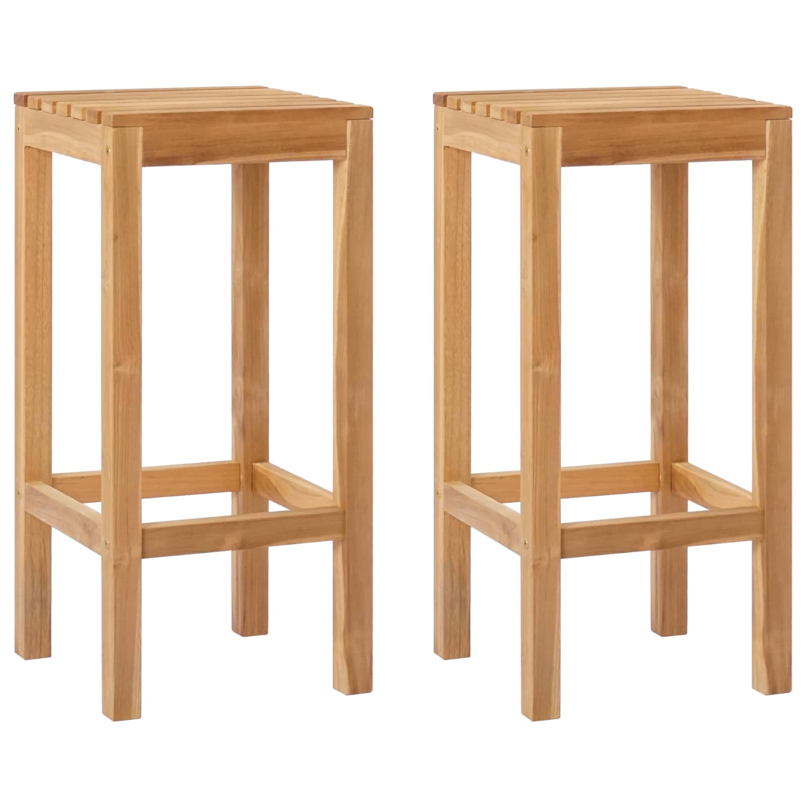 vidaXL Barkruk 2 pcs Onbehandeld 35 x 45 x 110 cm Massief Teakhout