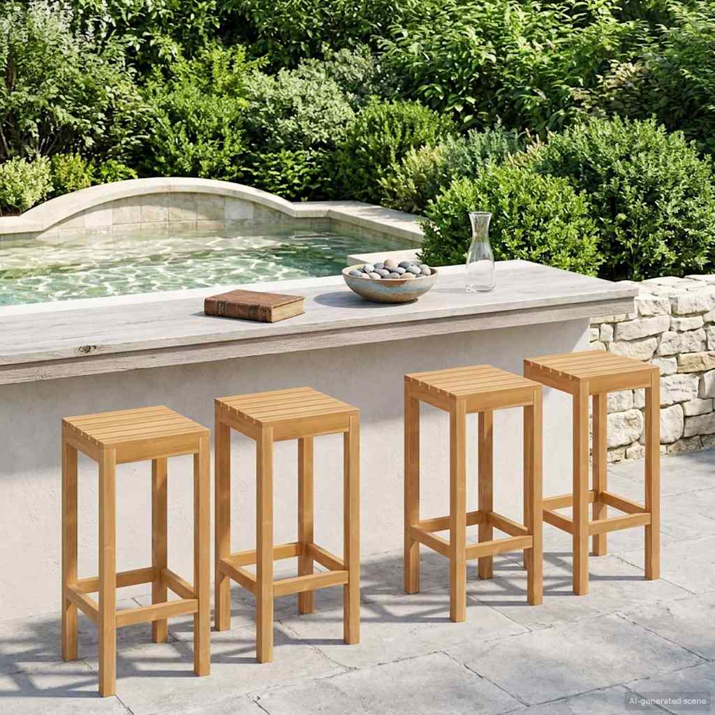 vidaXL Barkruk 2 pcs Onbehandeld 35 x 45 x 110 cm Massief Teakhout