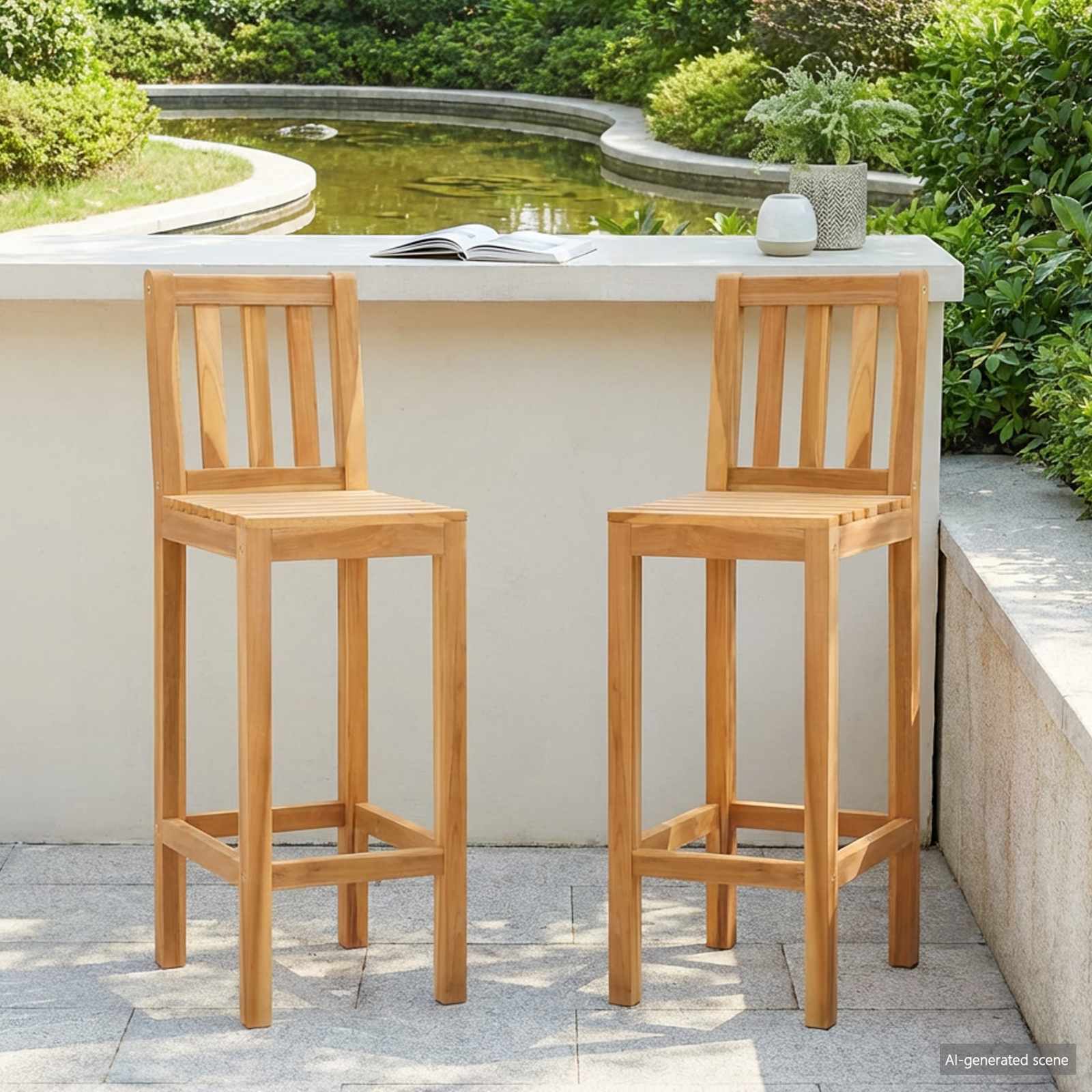 vidaXL Barkruk 2 pcs Onbehandeld 35 x 45 x 110 cm Massief Teakhout