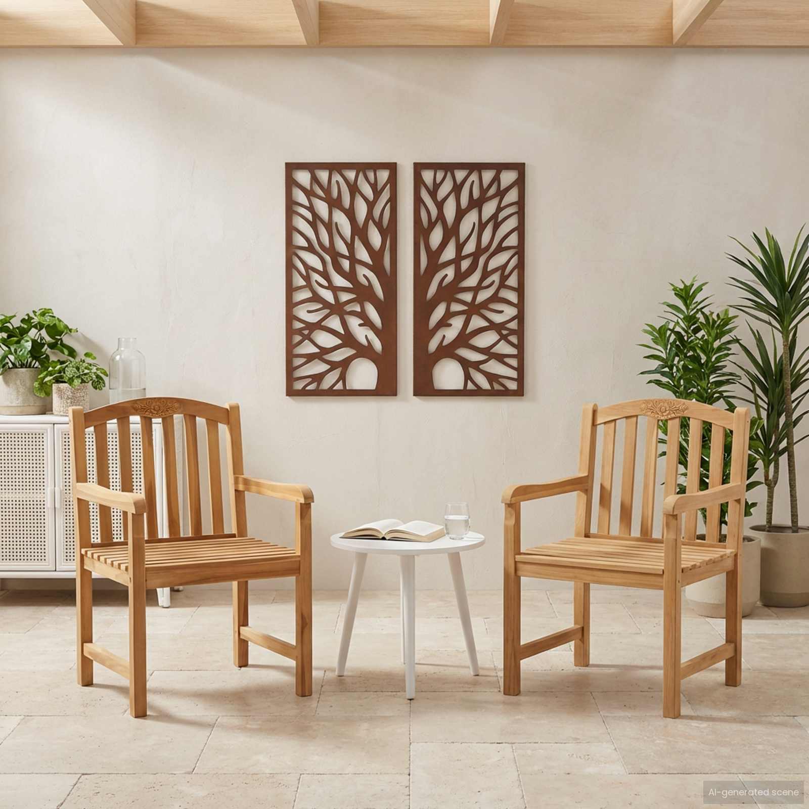 vidaXL Stoelen met rozenmotief 2 stuks Naturel 58 x 60 x 90 cm