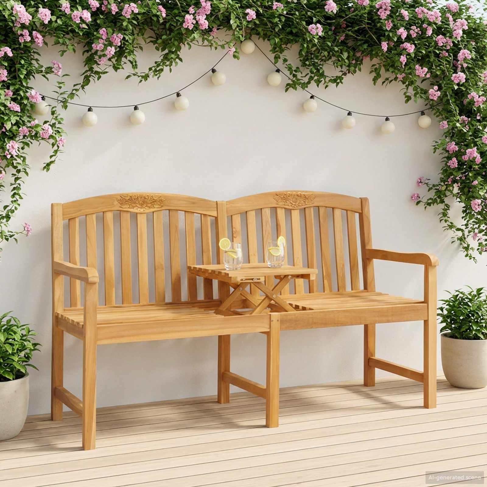 vidaXL Handgemaakte Rozenbank 150,5 x 60 x 95 cm Massief Teakhout