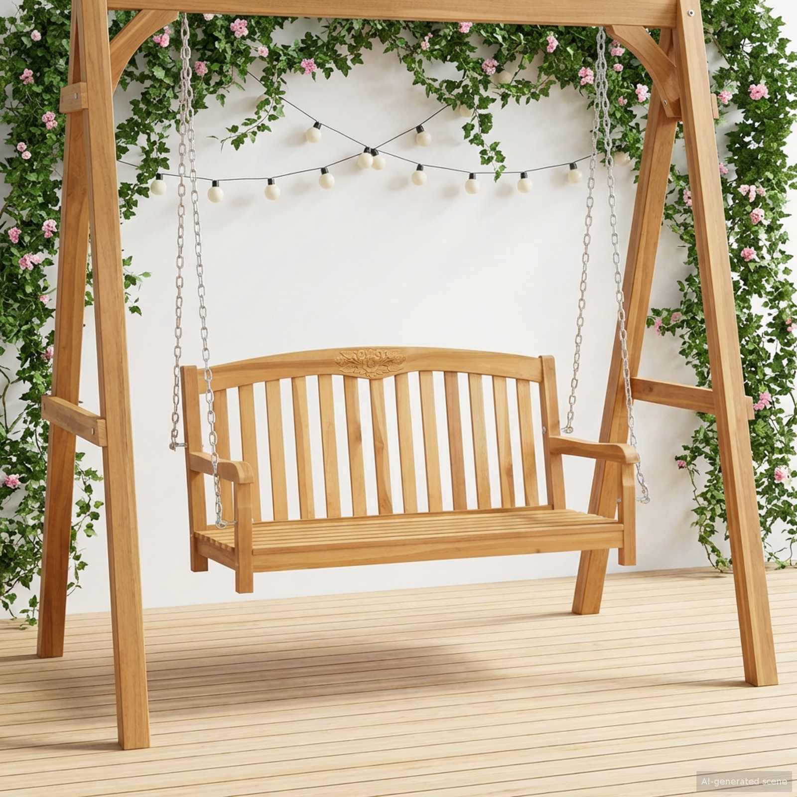 vidaXL Schommelbank 114 x 61 x 61,5 cm Massief Teakhout Naturel