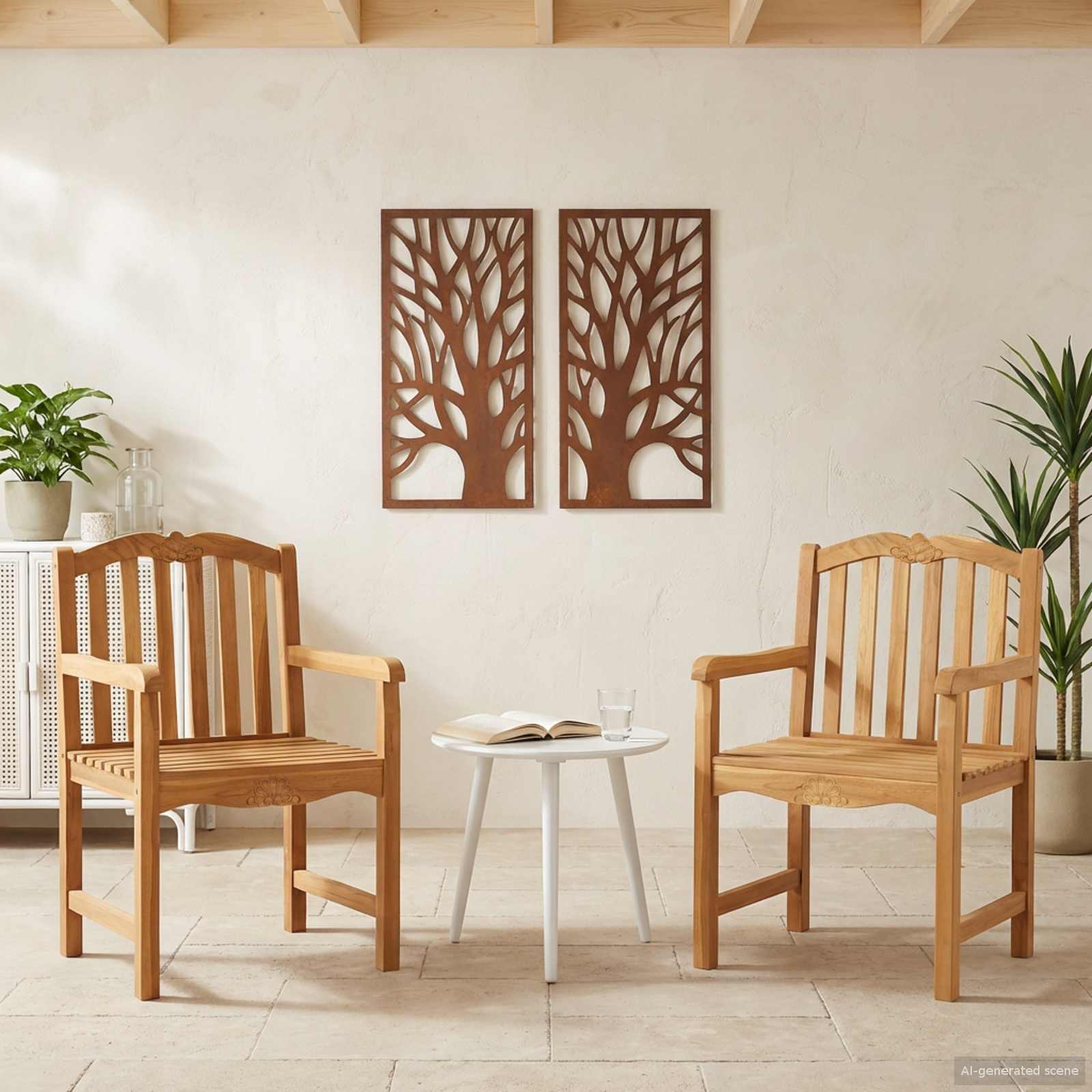vidaXL Stoelen met rozenmotief 2 stuks Naturel 58 x 60 x 90 cm