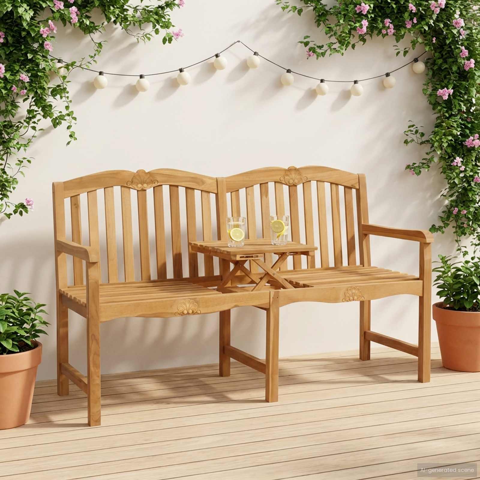 vidaXL Handgemaakte Rozenbank 150,5 x 60 x 95 cm Massief Teakhout