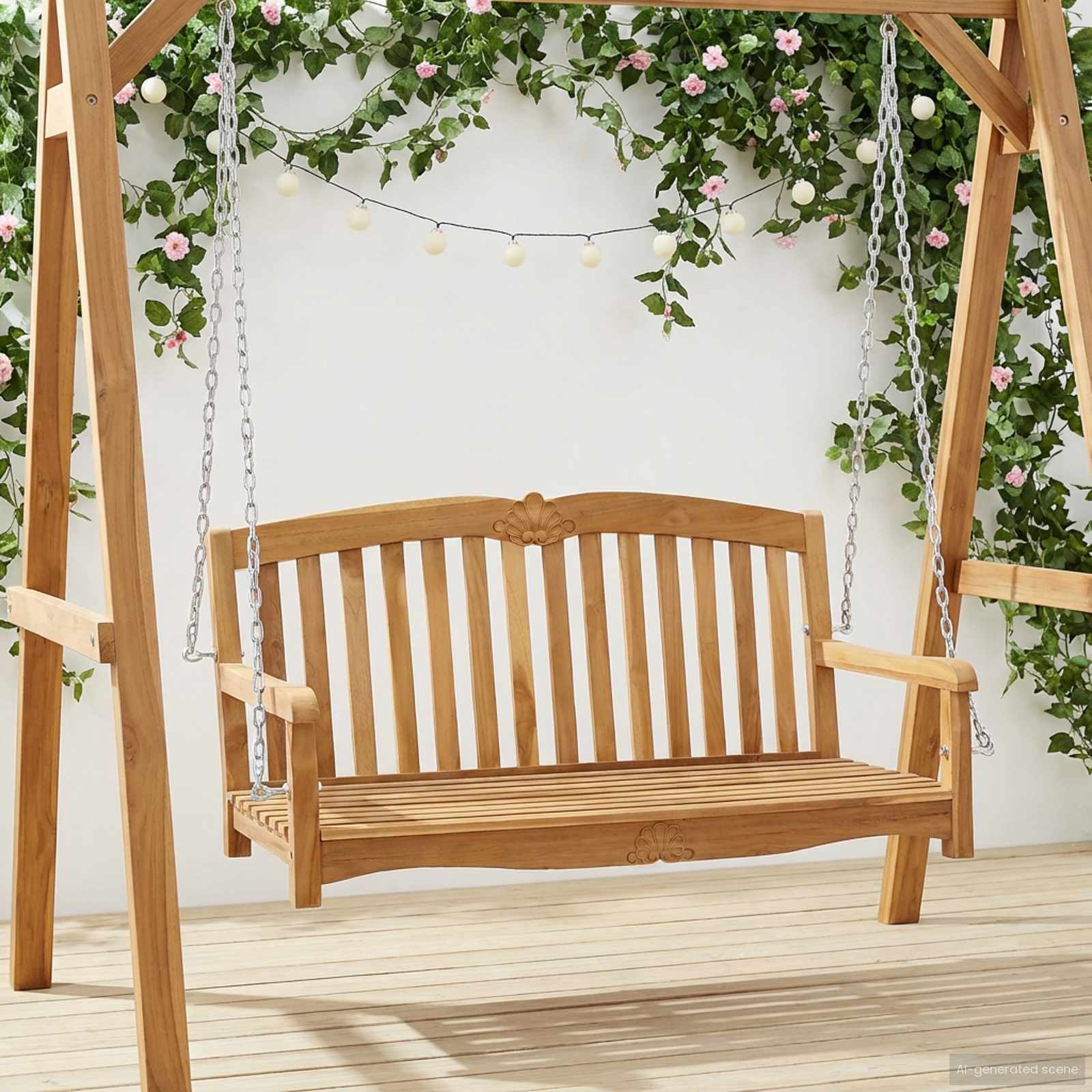 vidaXL Schommelbank 114 x 61 x 61,5 cm Massief Teakhout Naturel