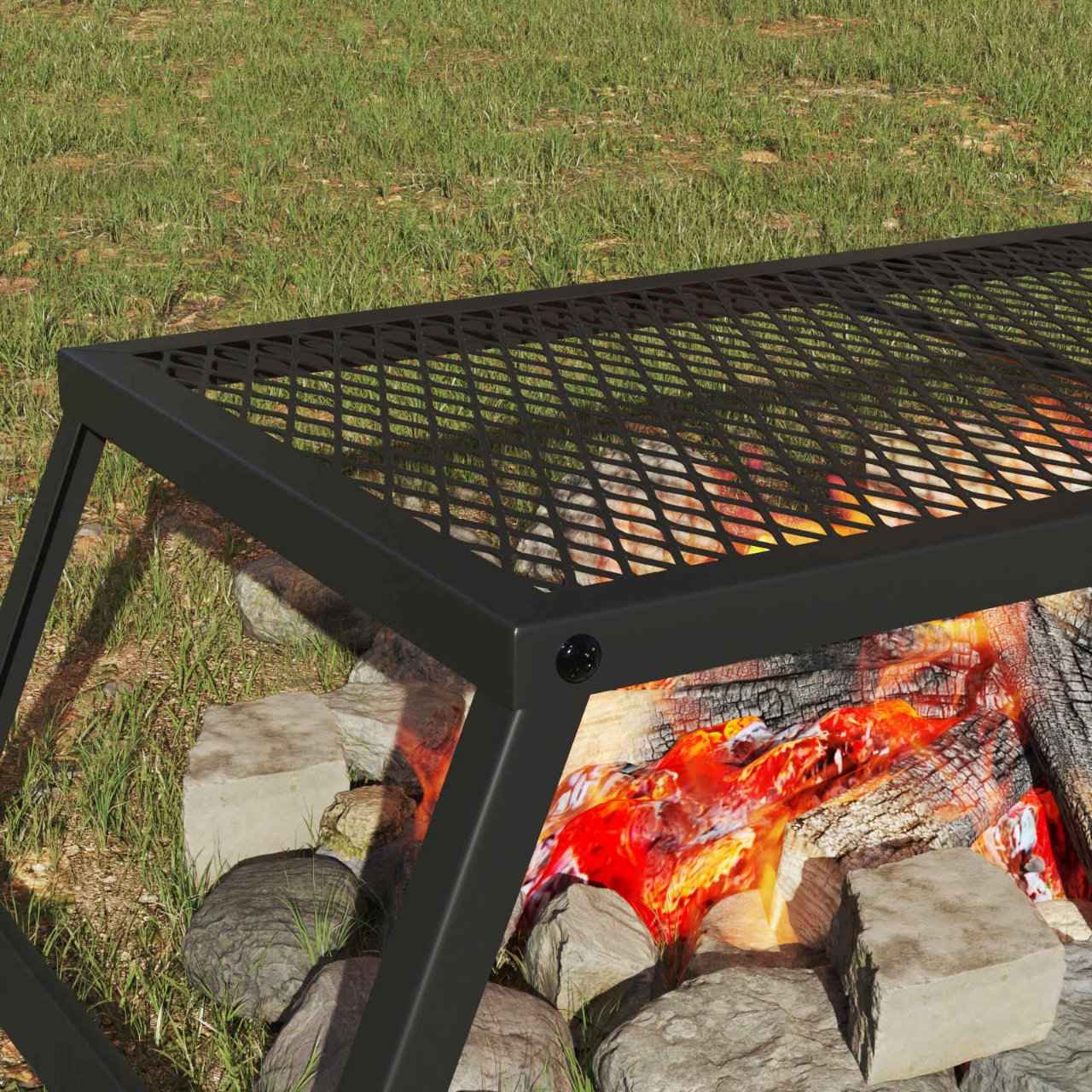 vidaXL Opvouwbare Camping Grill Zwart 58 x 31 x 2 cm Legeringen Staal