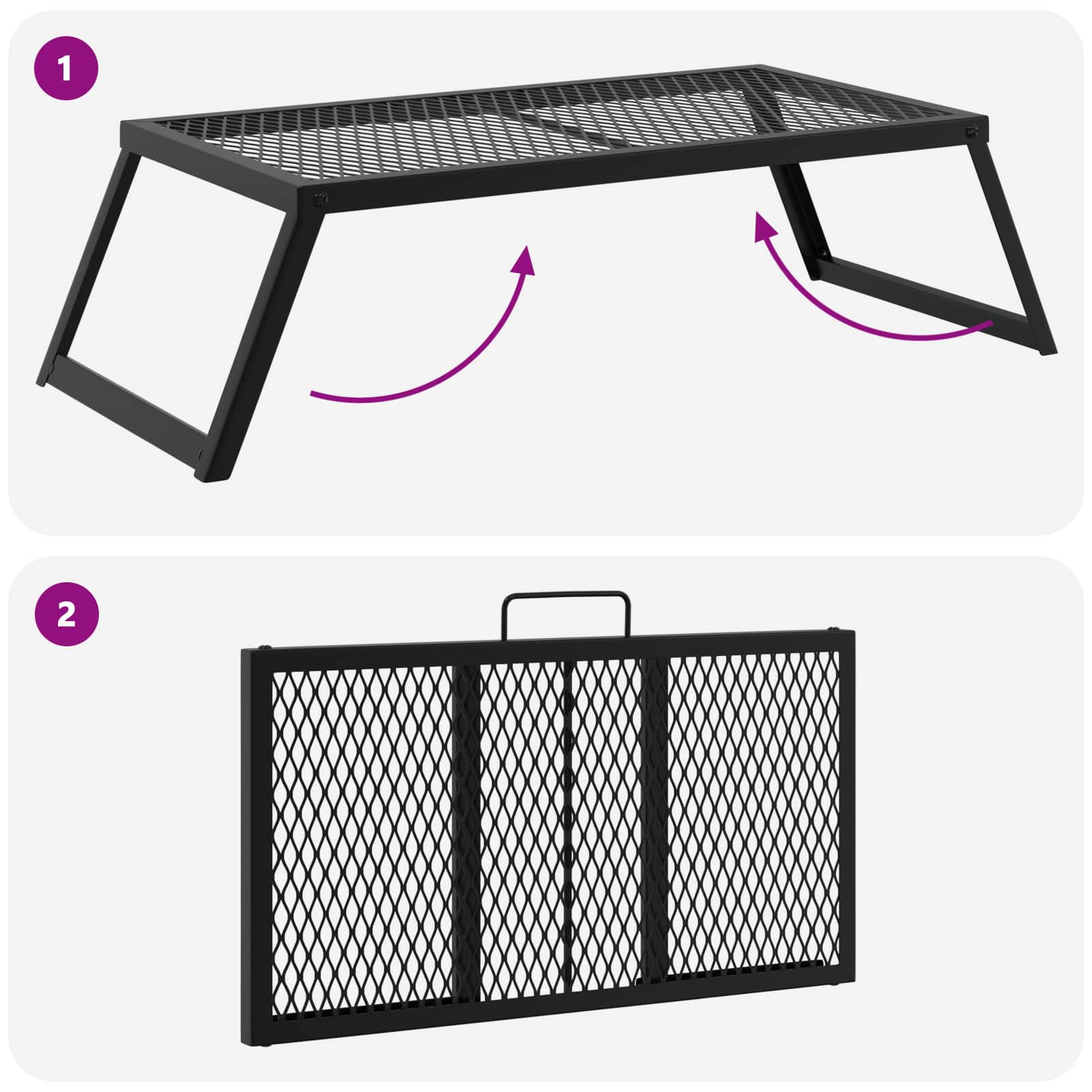 vidaXL Opvouwbare Camping Grill Zwart 58 x 31 x 2 cm Legeringen Staal